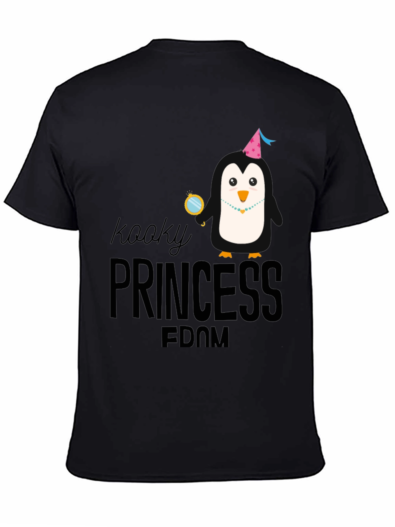Kooky Princess Penguin Black T-Shirt