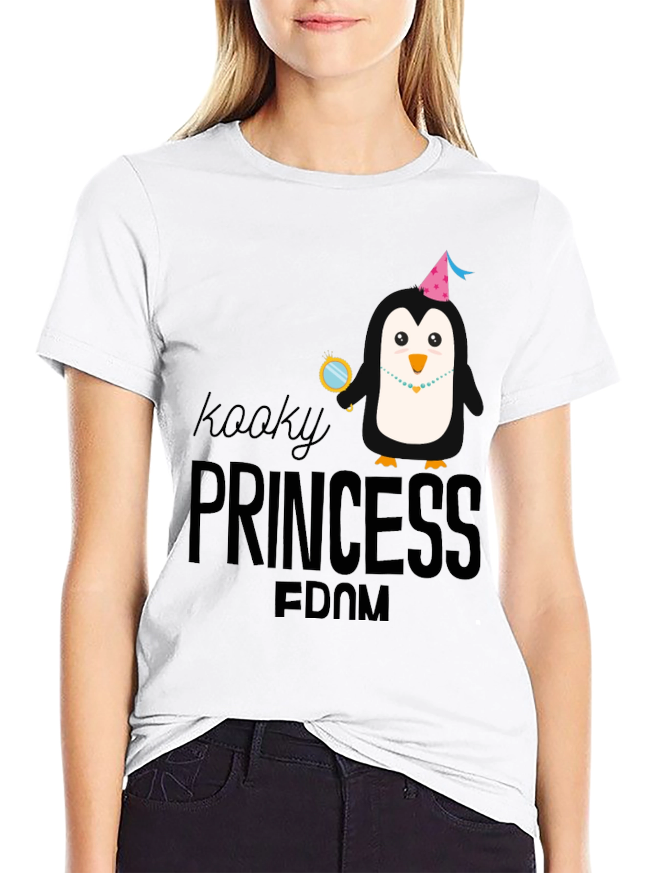Kooky Princess Penguin Black T-Shirt
