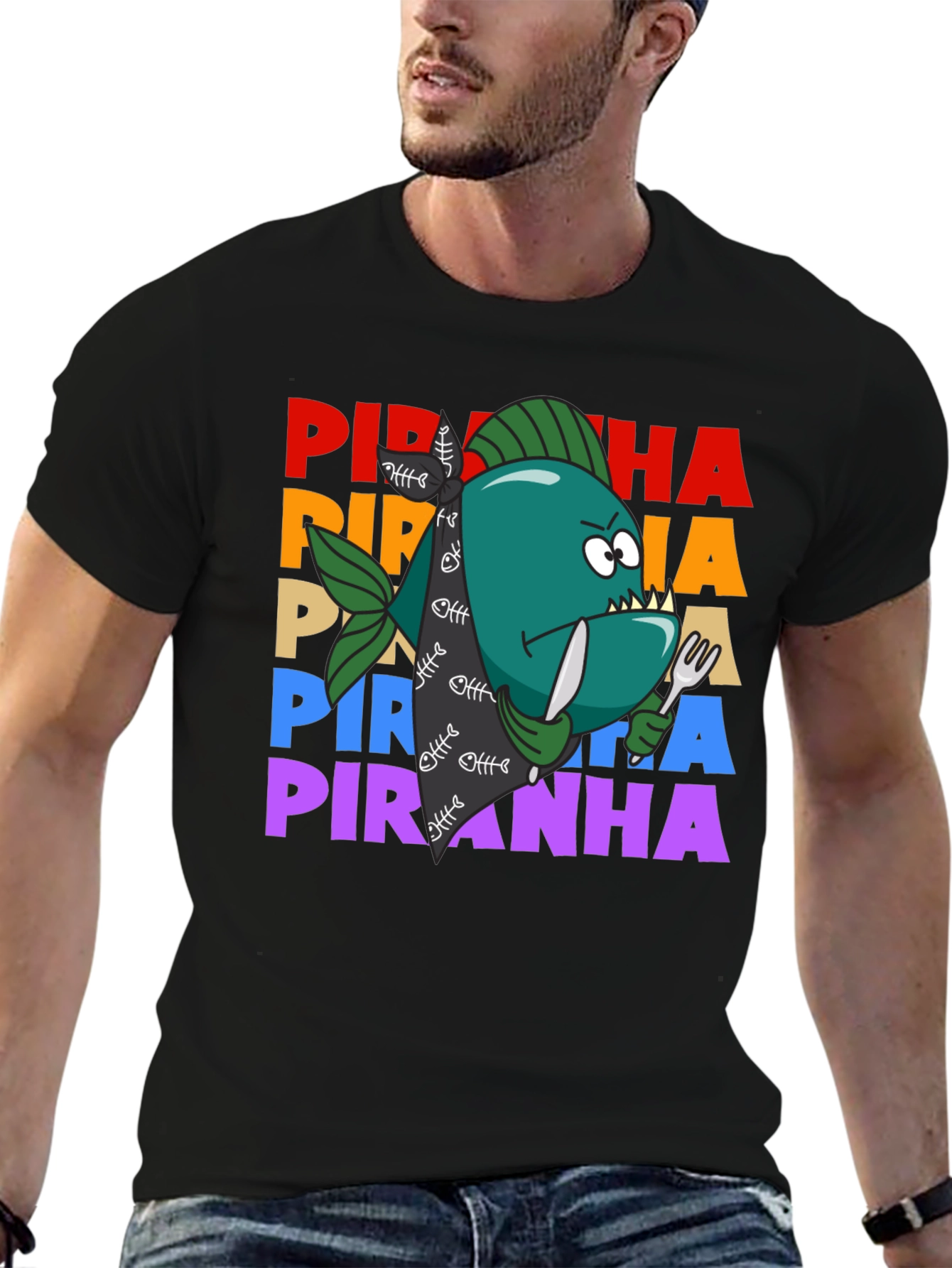 Piranha Graphic T-Shirt - Funny Fish Design