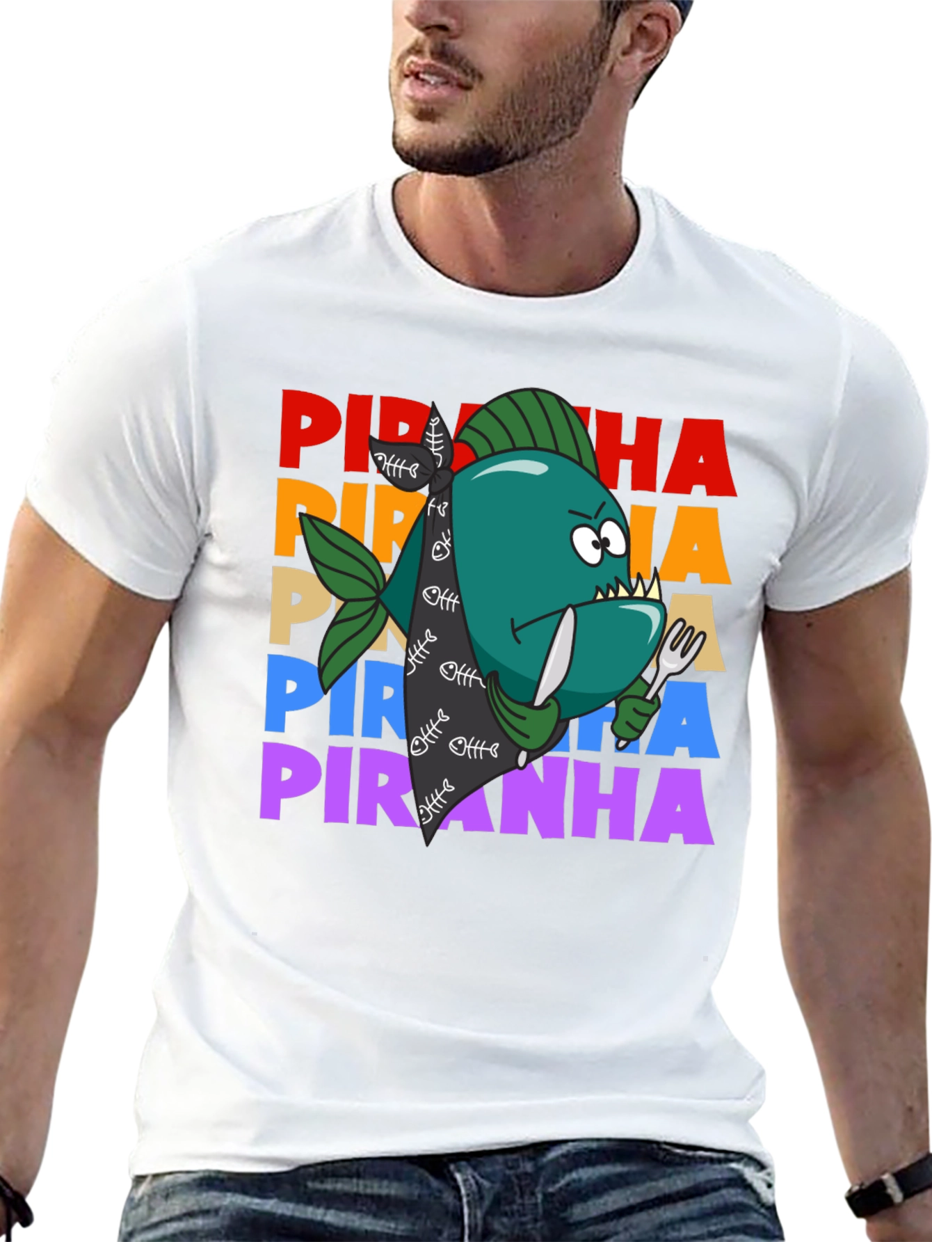 Piranha Graphic T-Shirt - Funny Fish Design