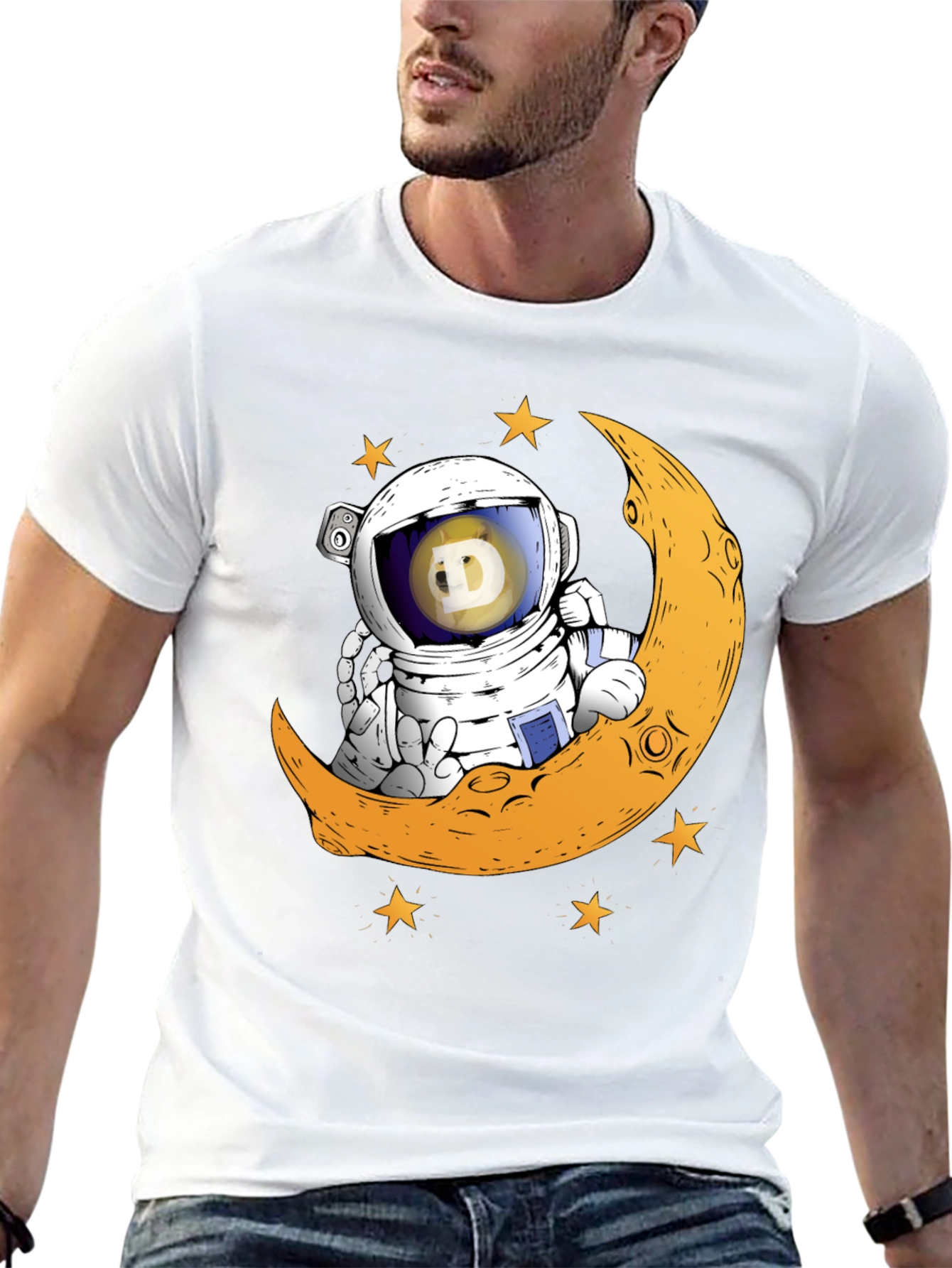 Doge Astronaut Moon T-Shirt - Crypto Space Tee