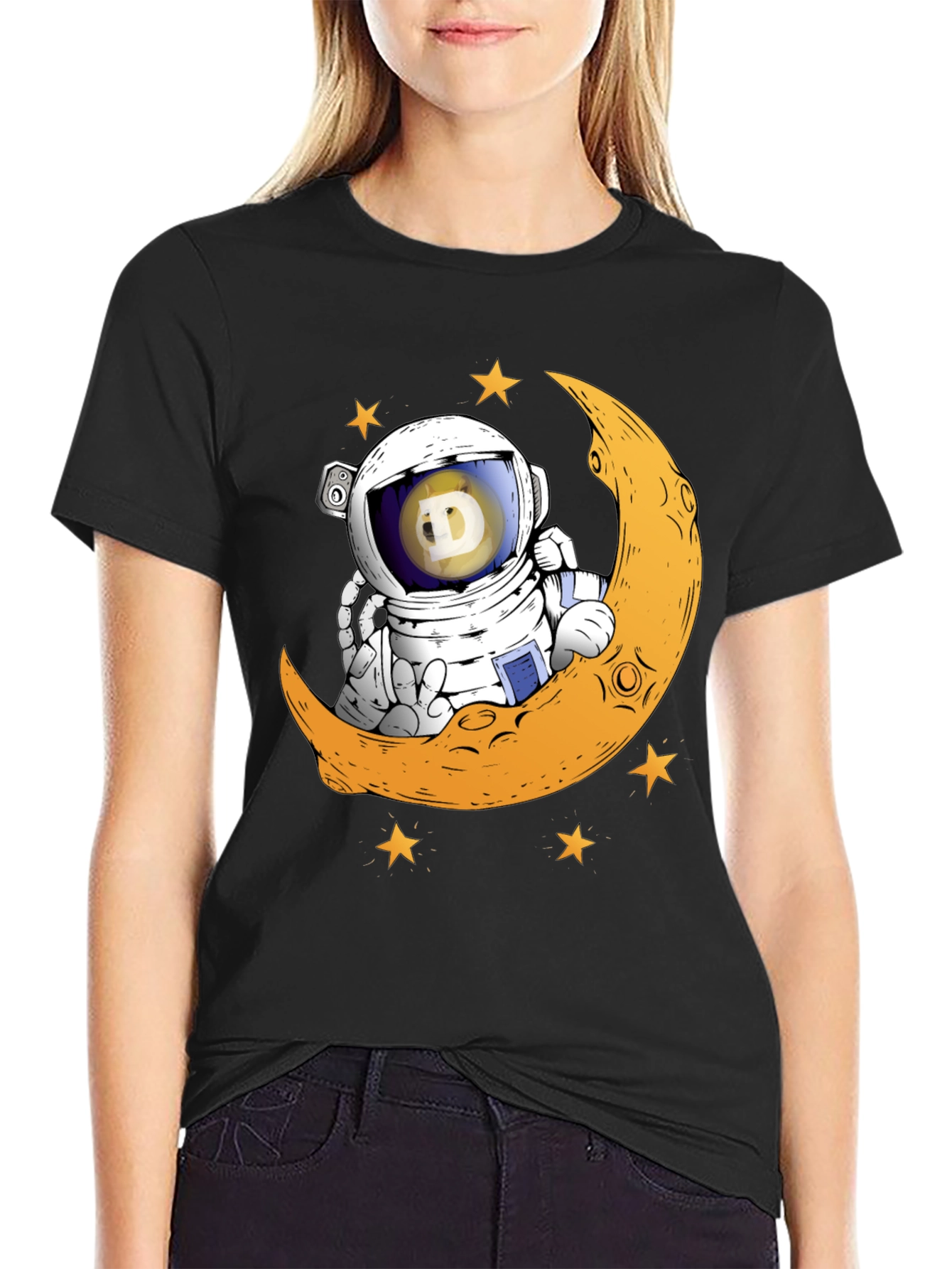 Doge Astronaut Moon T-Shirt - Crypto Space Tee