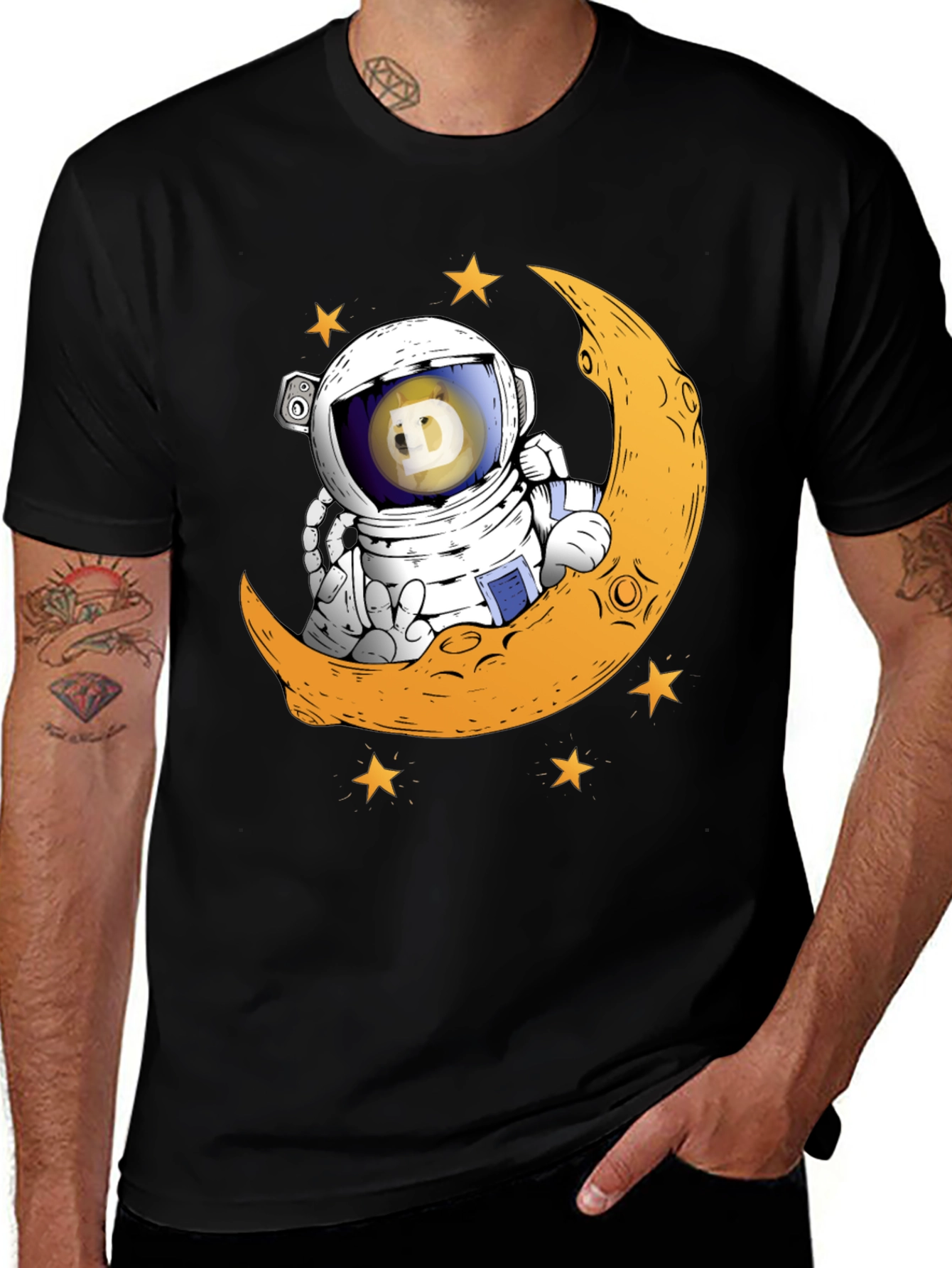 Doge Astronaut Moon T-Shirt - Crypto Space Tee