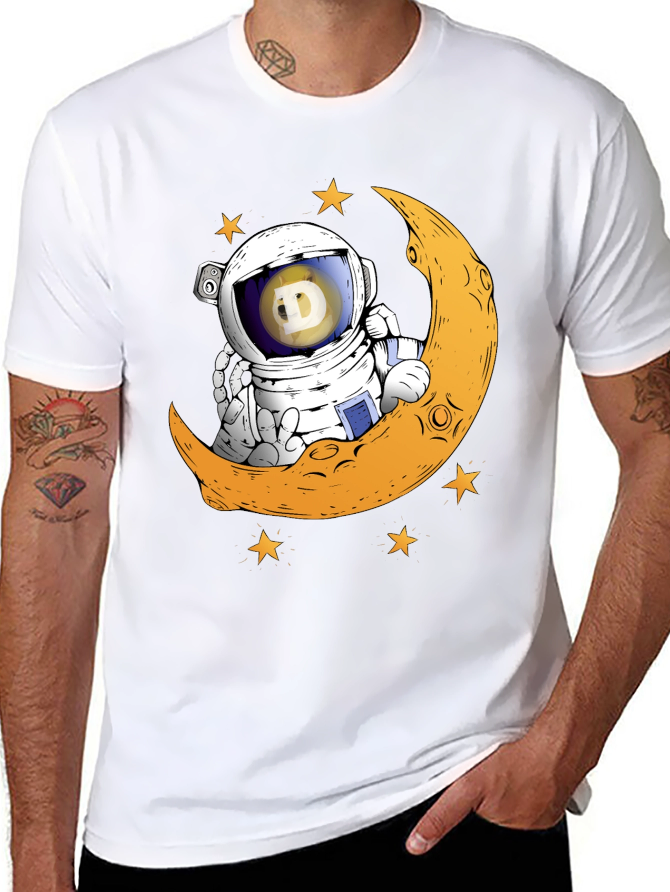 Doge Astronaut Moon T-Shirt - Crypto Space Tee