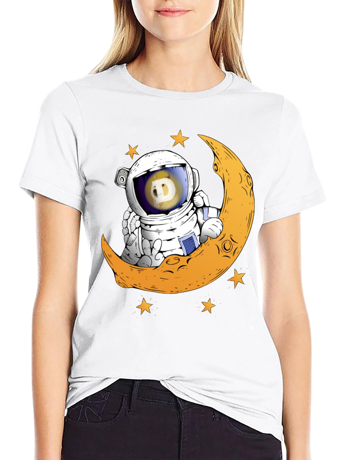Doge Astronaut Moon T-Shirt - Crypto Space Tee