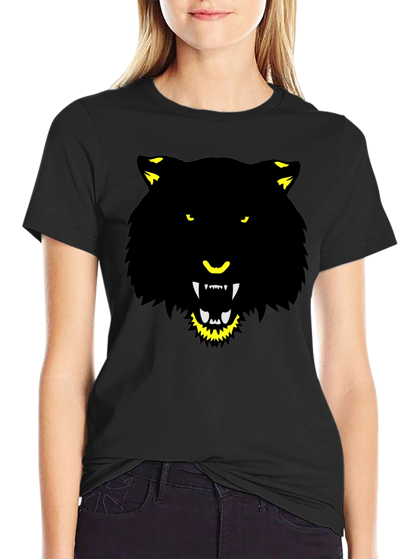 Mens Black Graphic Tee - Fierce Animal Design