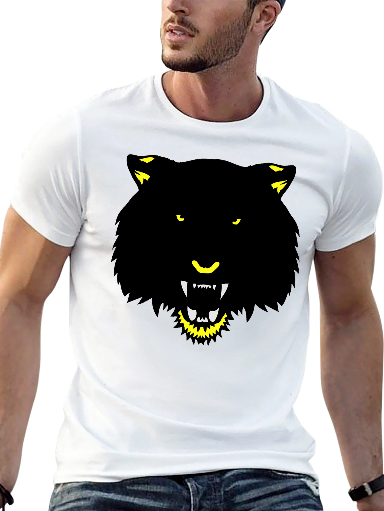 Mens Black Graphic Tee - Fierce Animal Design