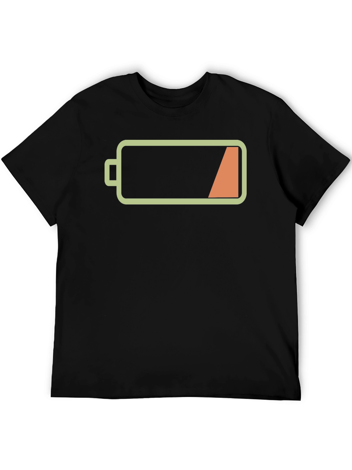 Low Battery Graphic Mens Black T-Shirt