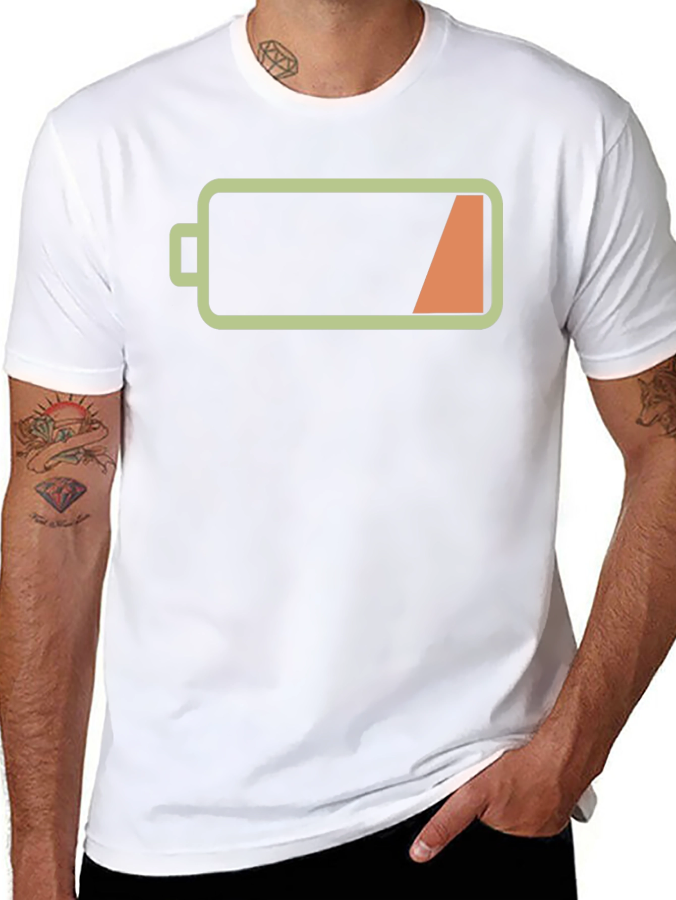 Low Battery Graphic Mens Black T-Shirt