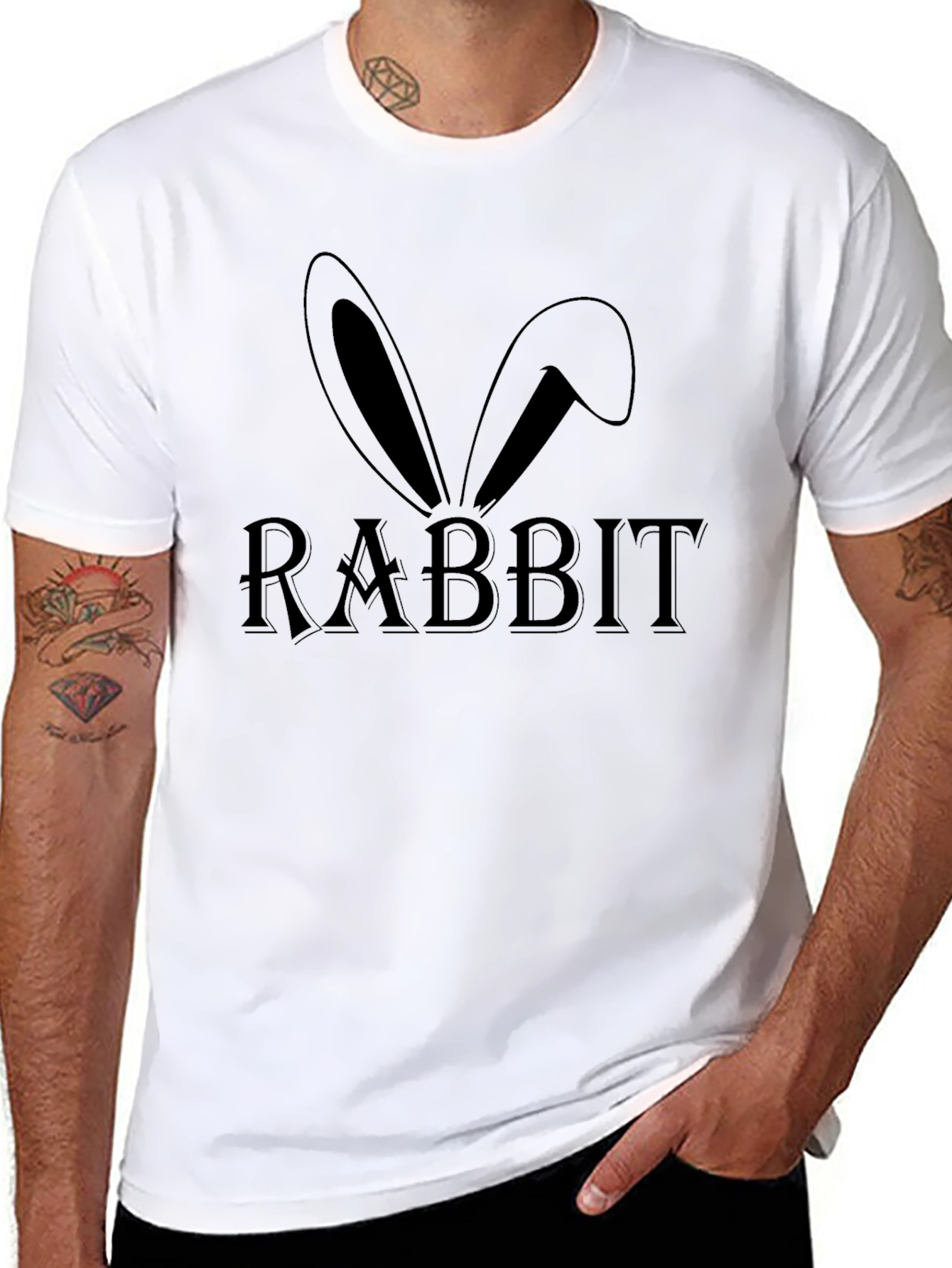 Rabbit Graphic Print Mens T-Shirt