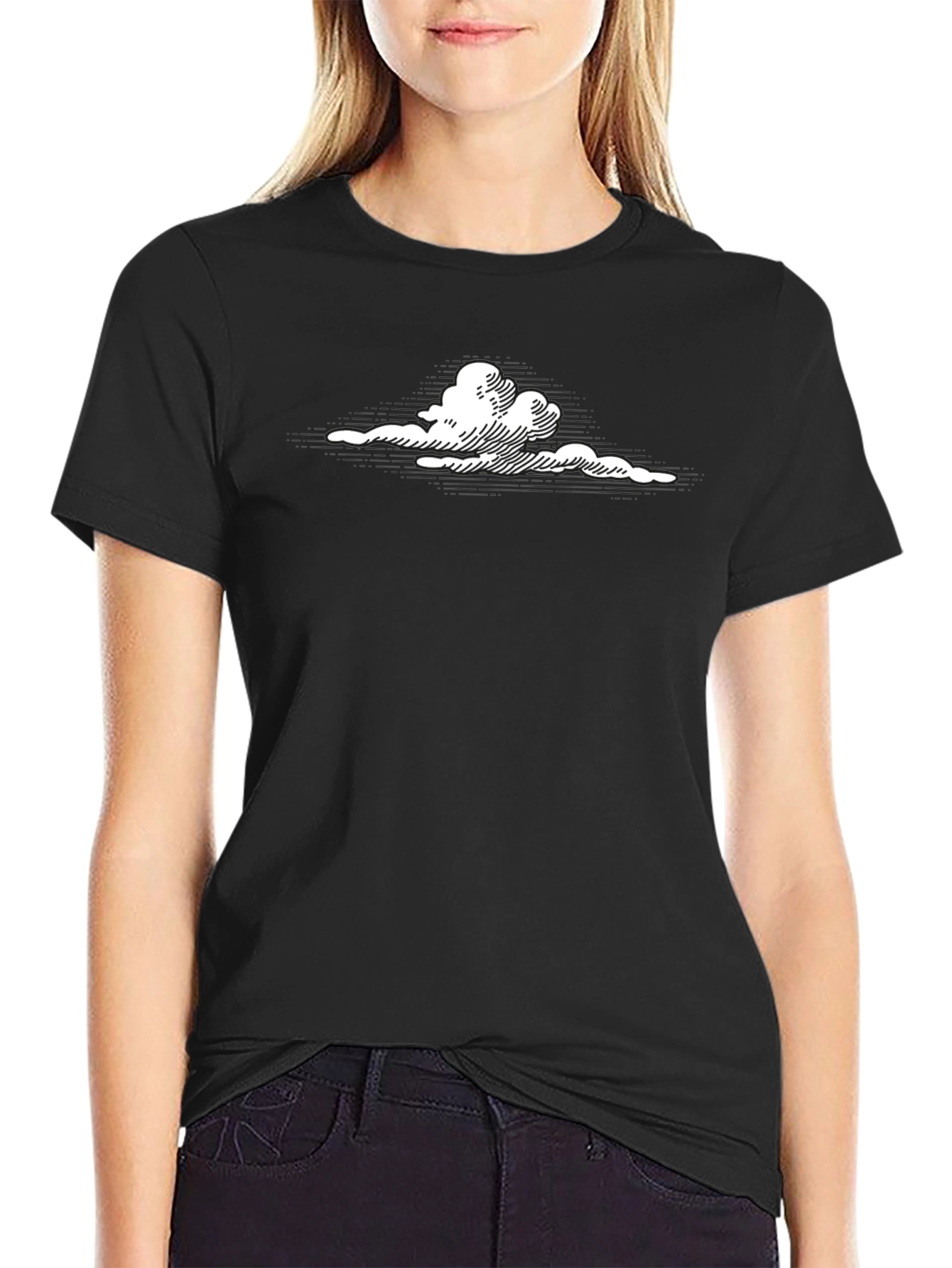 Cloud Graphic Black T-Shirt - Modern Casual Wear