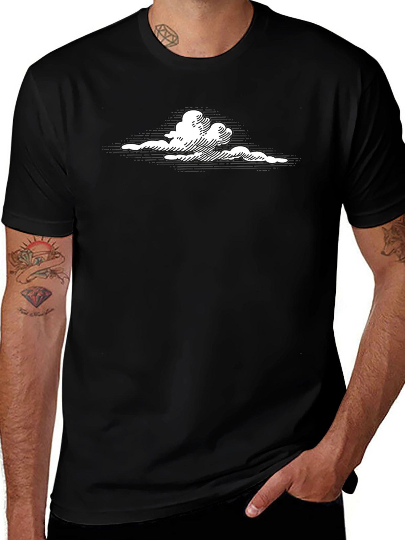 Cloud Graphic Black T-Shirt - Modern Casual Wear