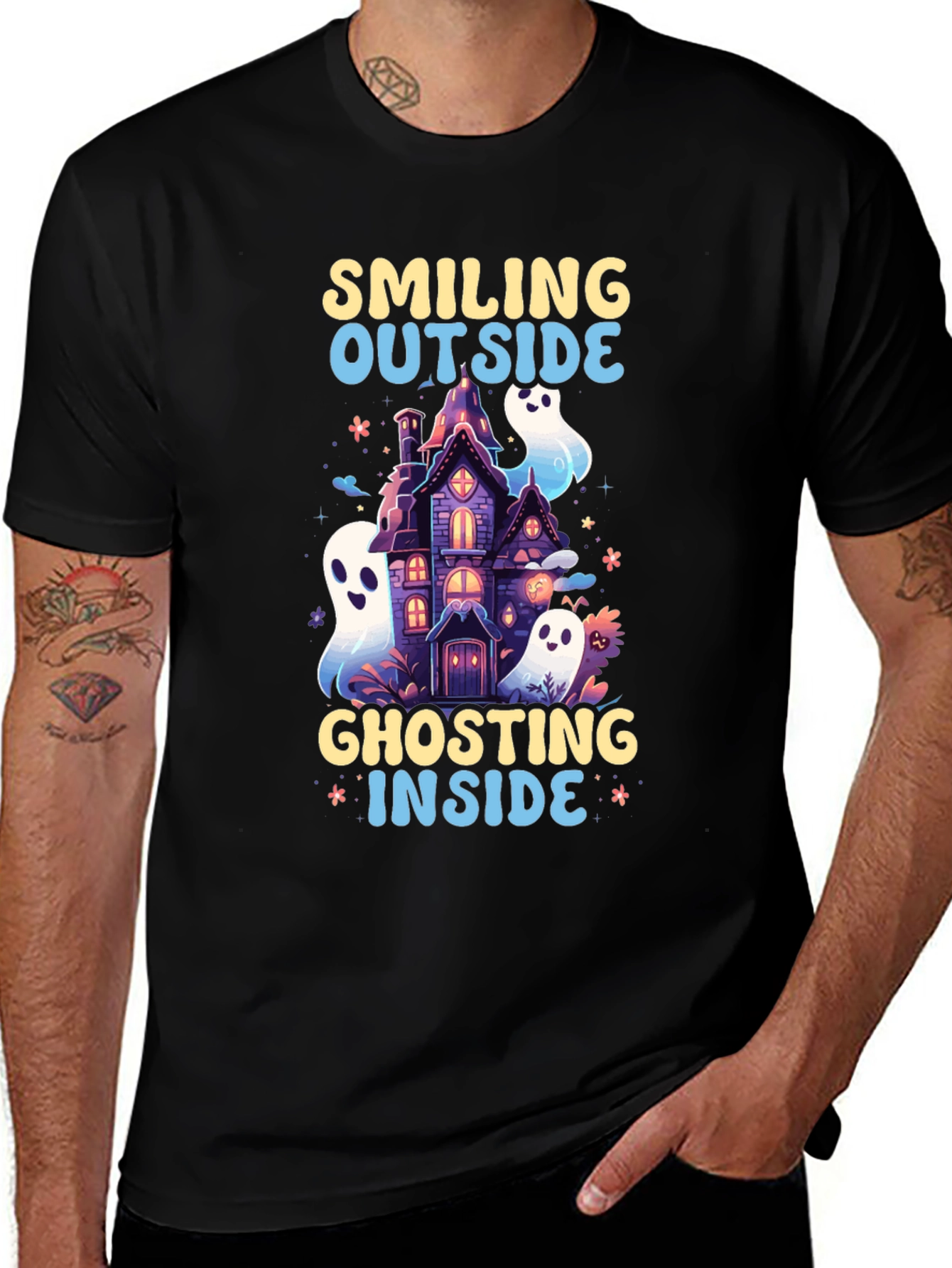 Smiling Outside Ghosting Inside Halloween Tee