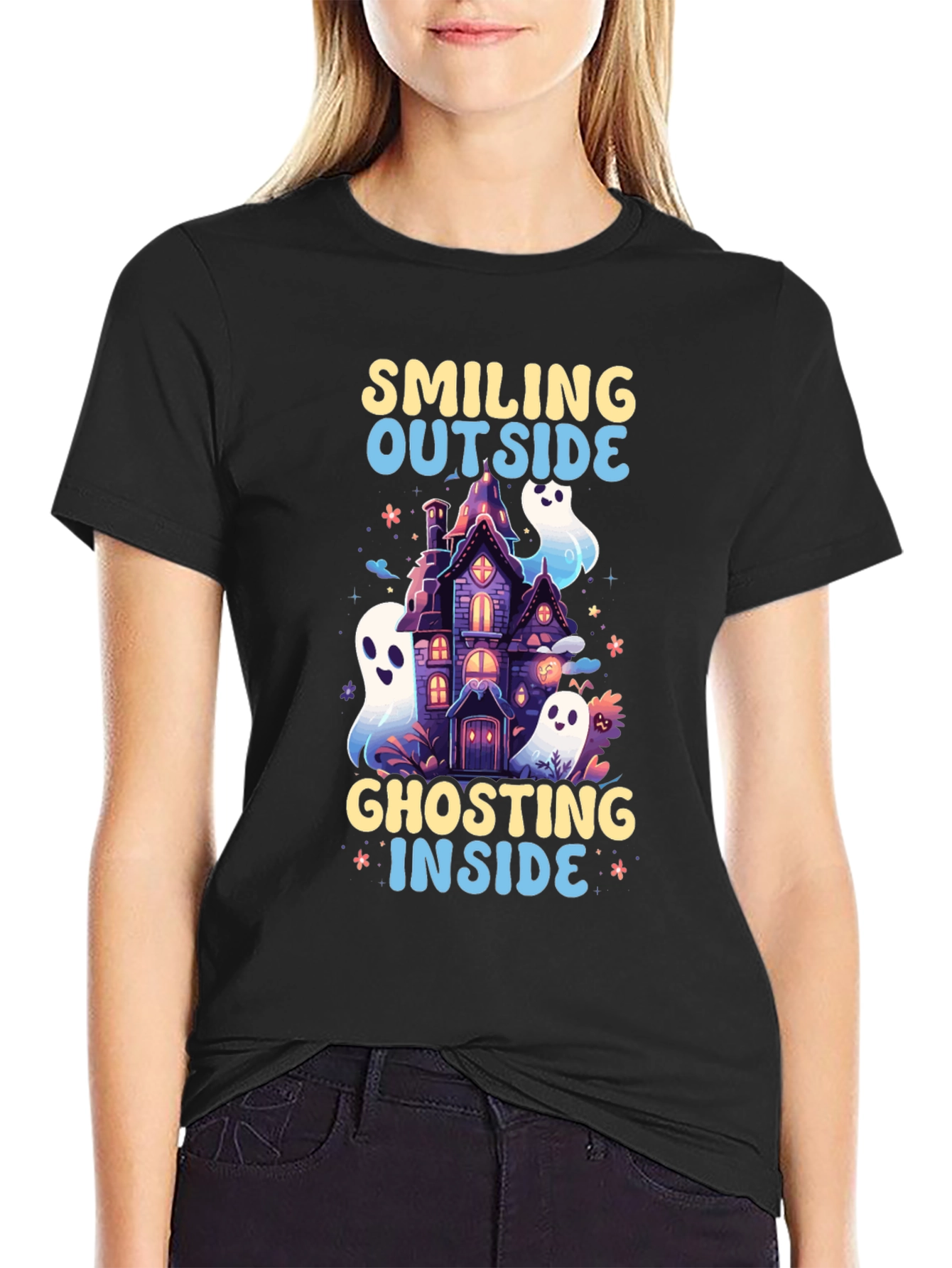 Smiling Outside Ghosting Inside Halloween Tee