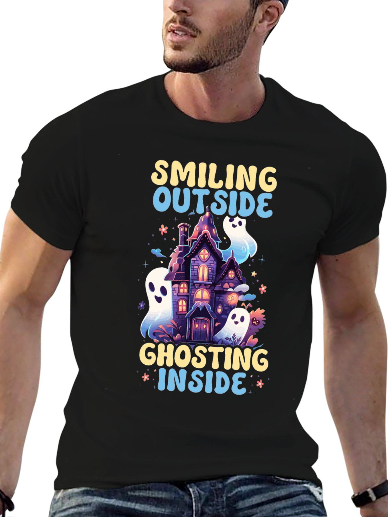 Smiling Outside Ghosting Inside Halloween Tee