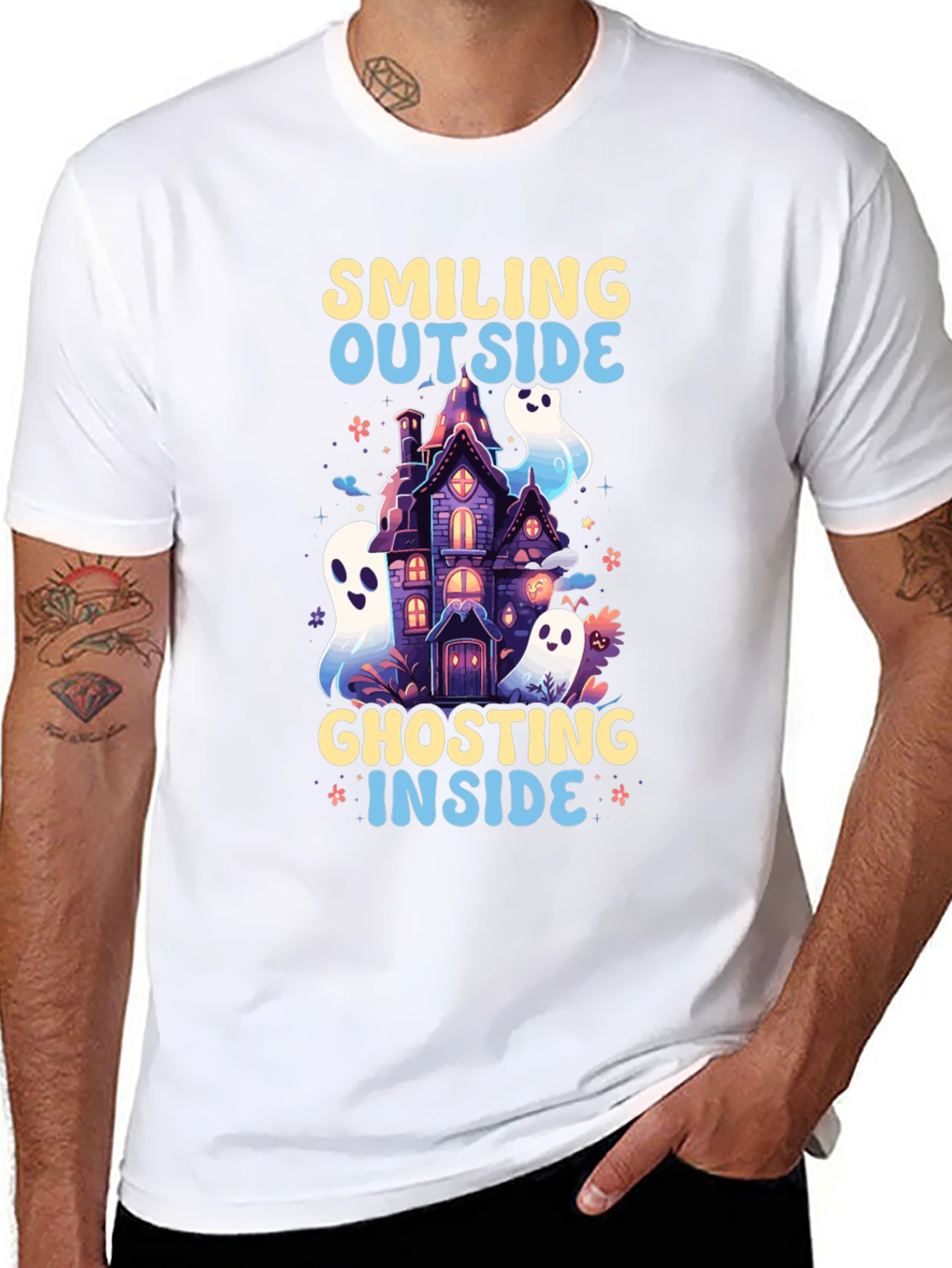 Smiling Outside Ghosting Inside Halloween Tee