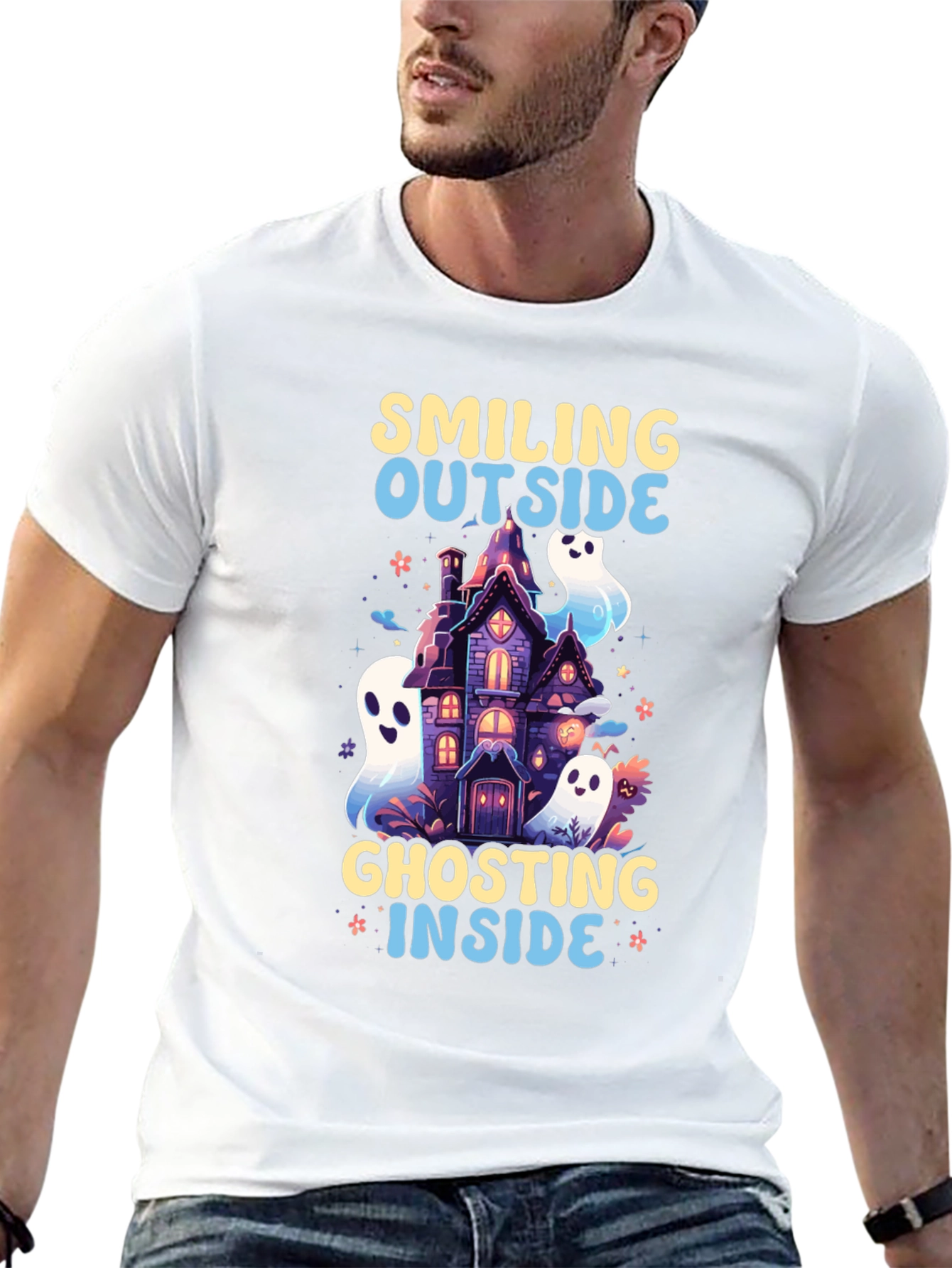 Smiling Outside Ghosting Inside Halloween Tee