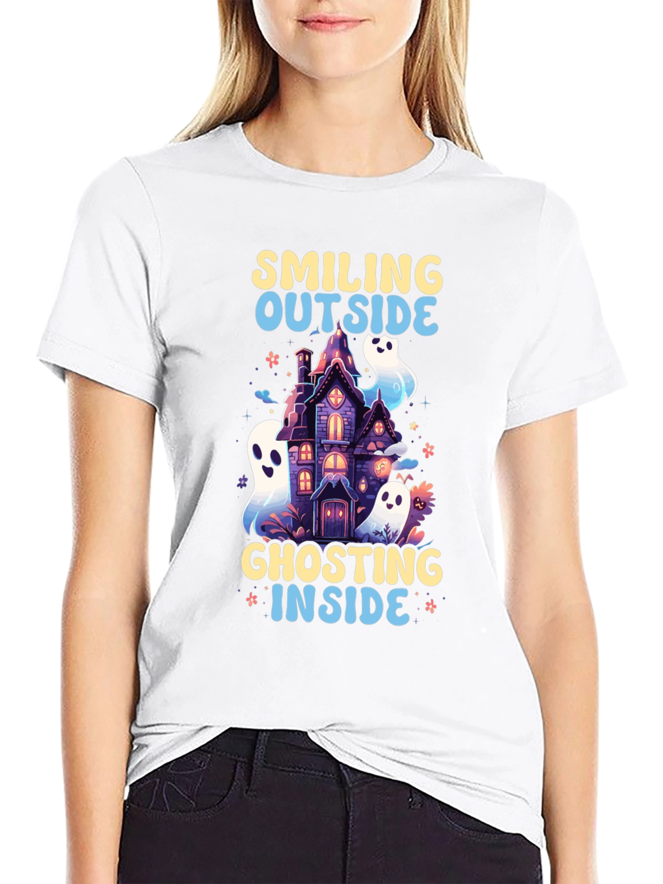 Smiling Outside Ghosting Inside Halloween Tee