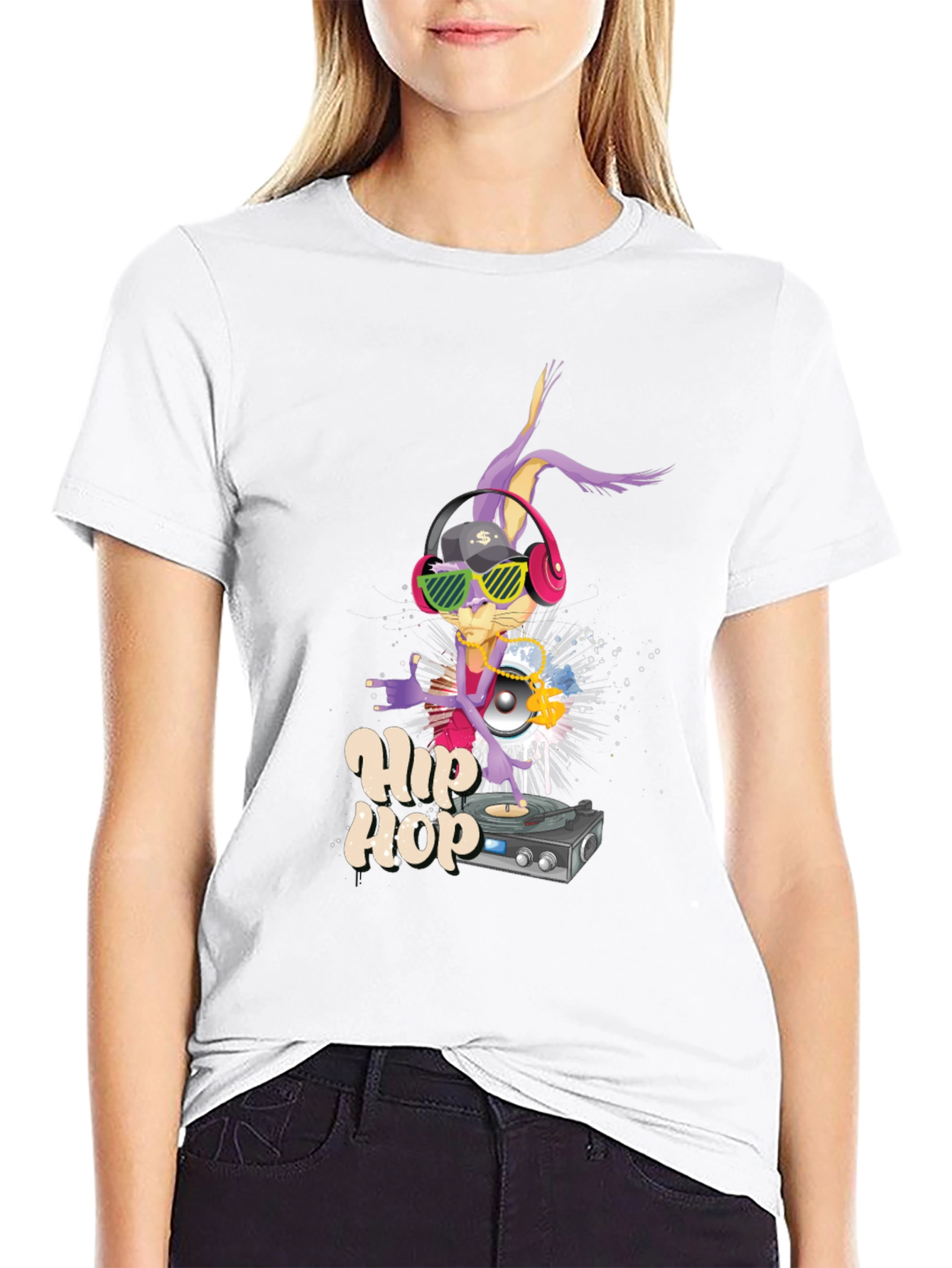 Hip Hop Bunny T-Shirt: Cool Cartoon DJ Design