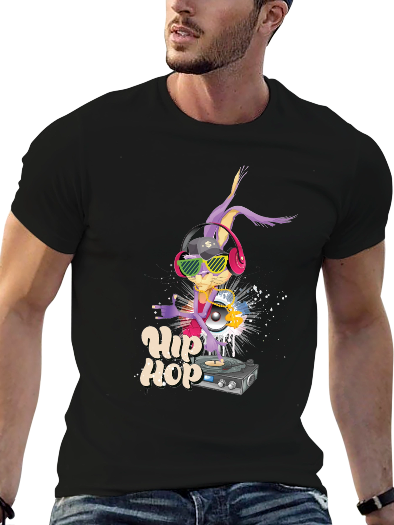 Hip Hop Bunny T-Shirt: Cool Cartoon DJ Design