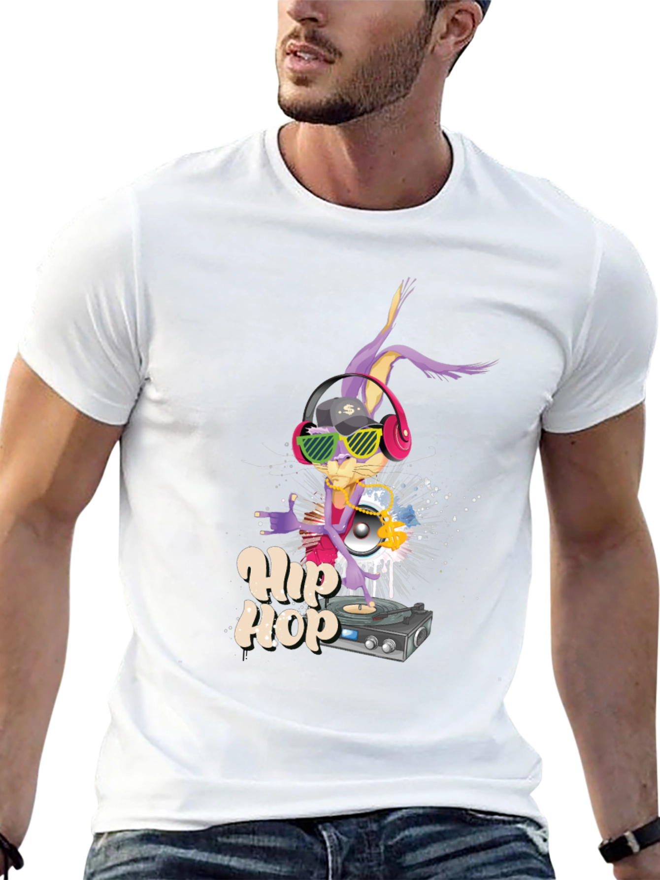 Hip Hop Bunny T-Shirt: Cool Cartoon DJ Design