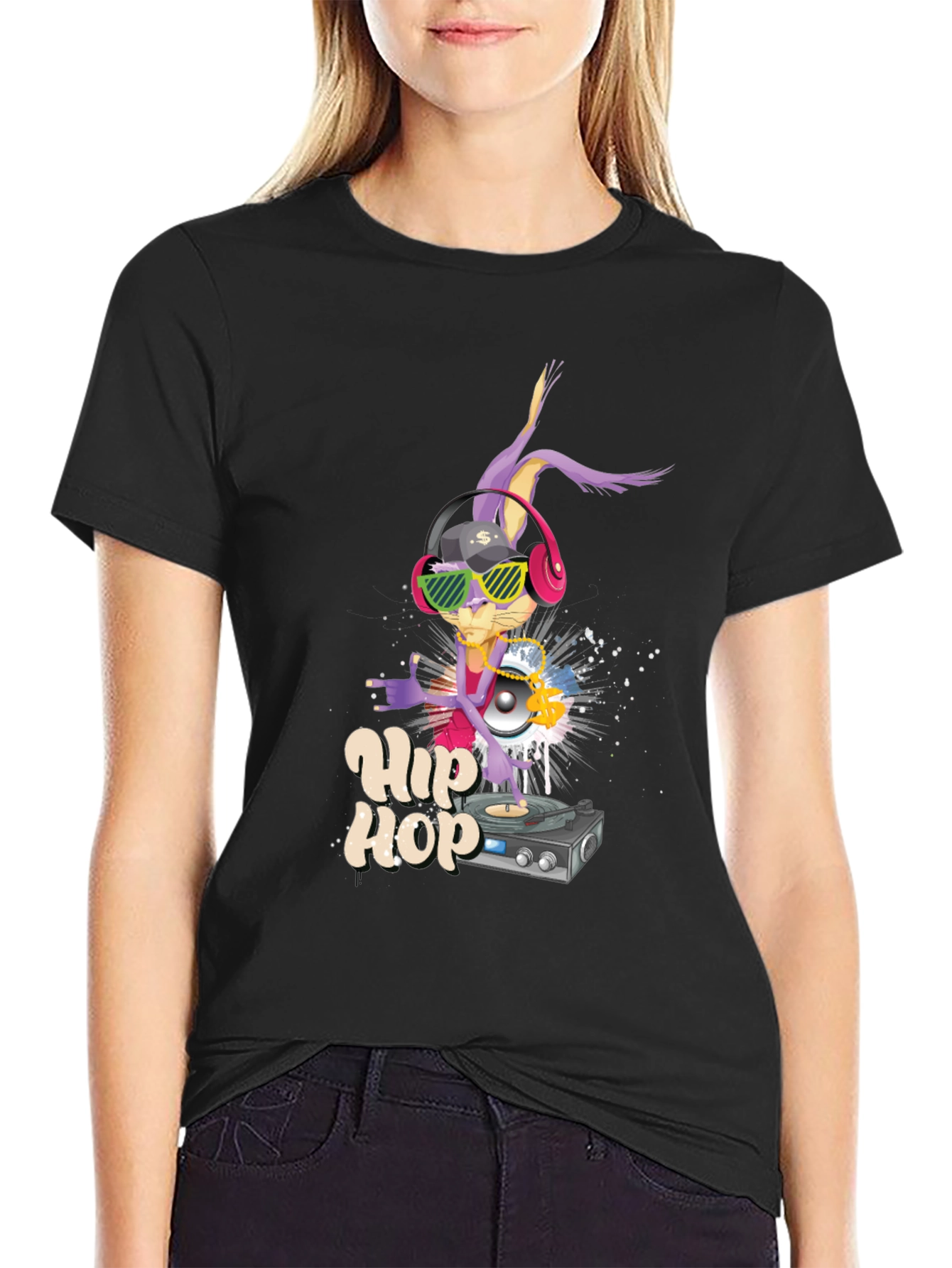 Hip Hop Bunny T-Shirt: Cool Cartoon DJ Design