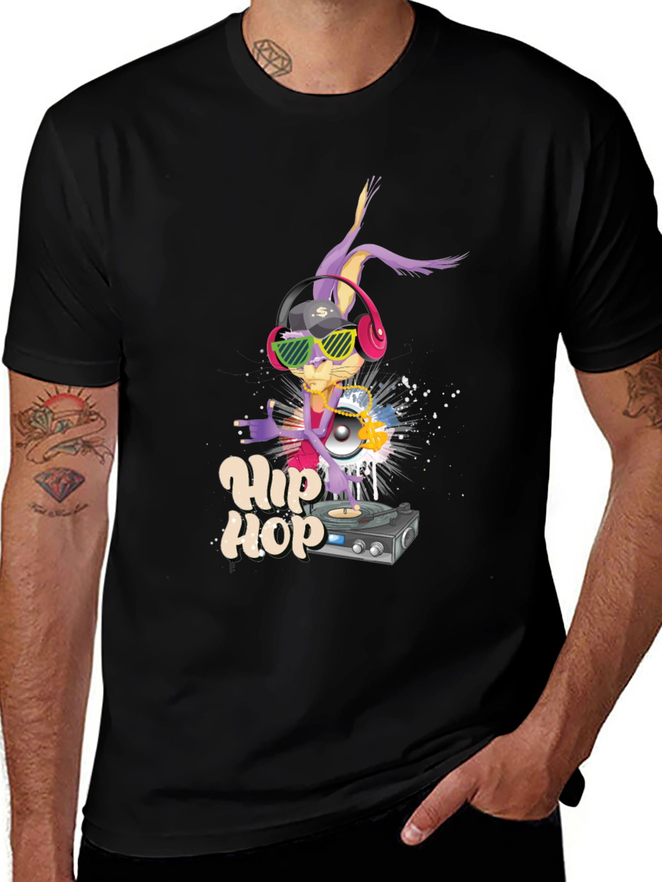 Hip Hop Bunny T-Shirt: Cool Cartoon DJ Design