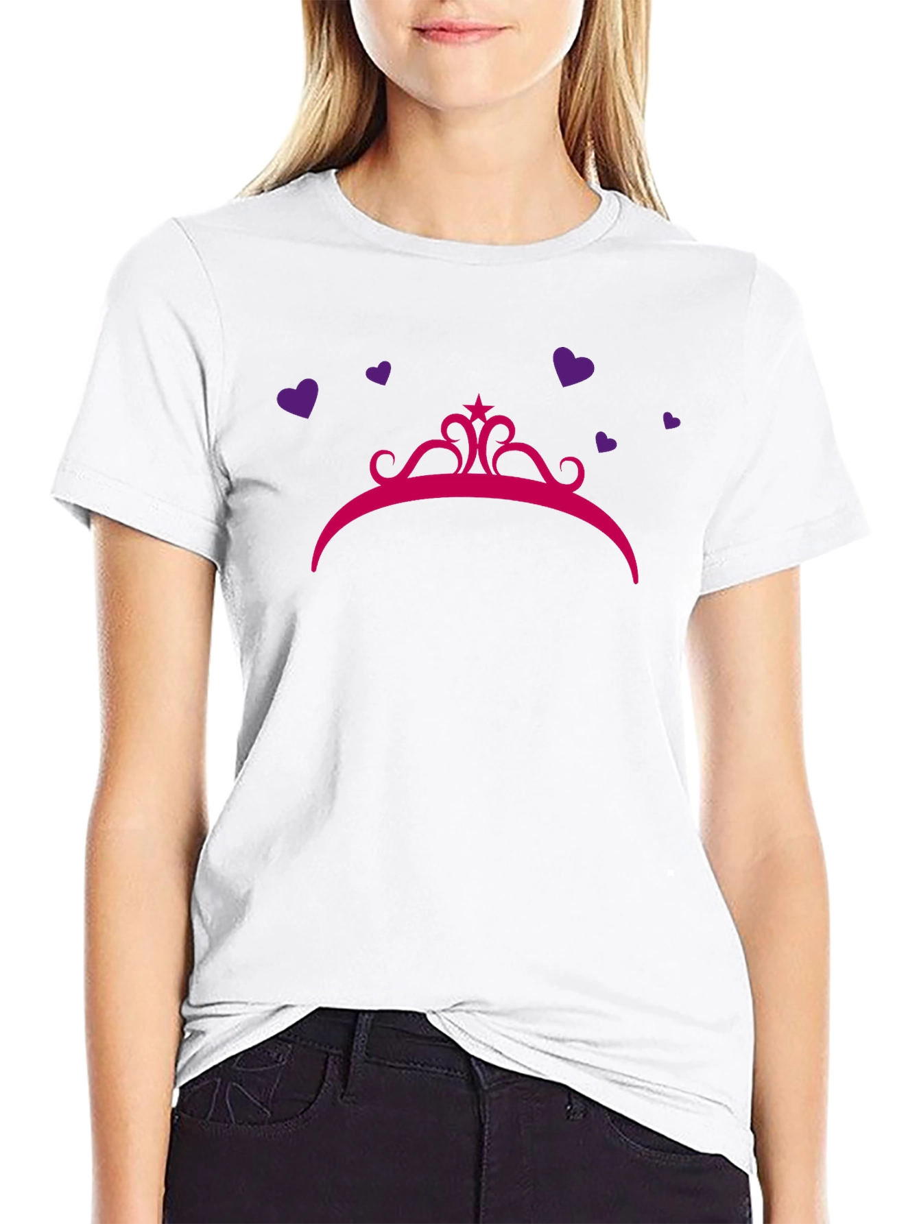 Princess Crown Heart T-Shirt Black