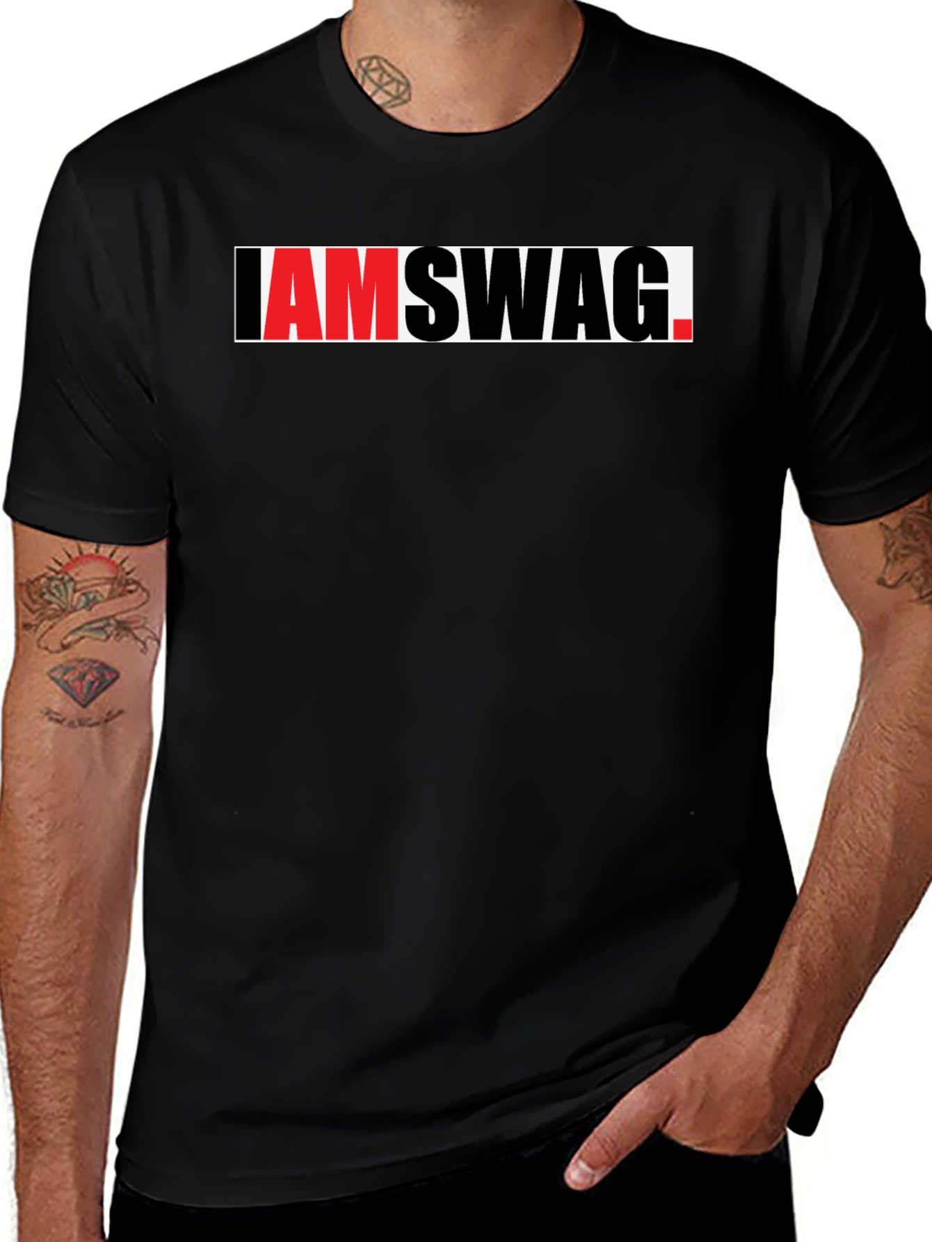 I Am Swag Graphic Tee - Trendy Black T-Shirt