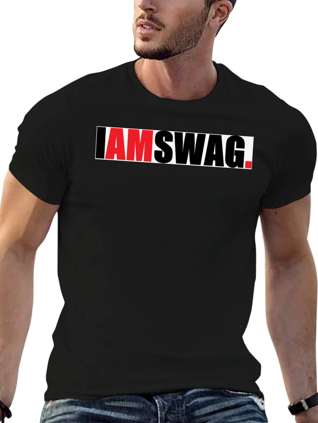 I Am Swag Graphic Tee - Trendy Black T-Shirt
