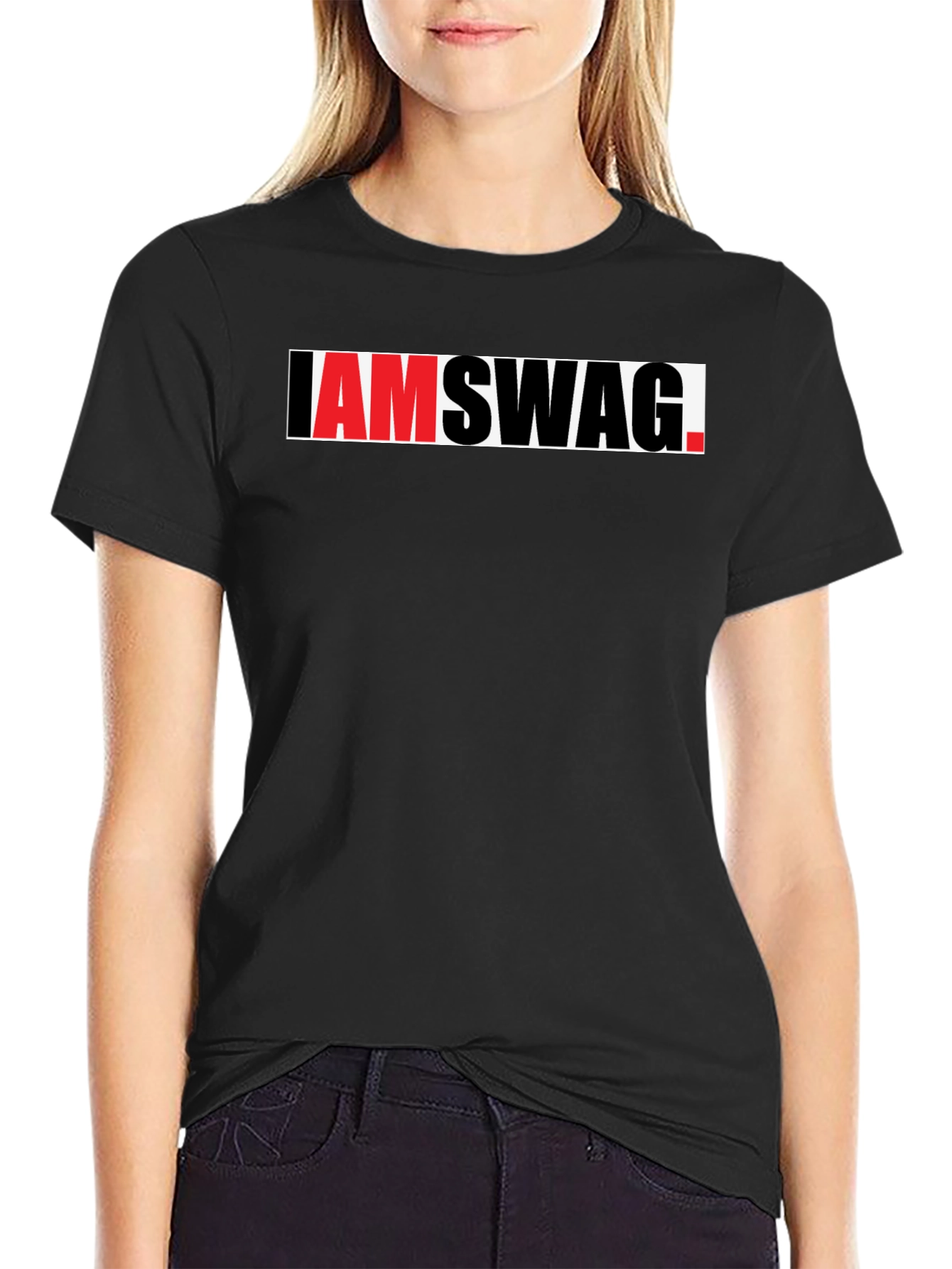 I Am Swag Graphic Tee - Trendy Black T-Shirt
