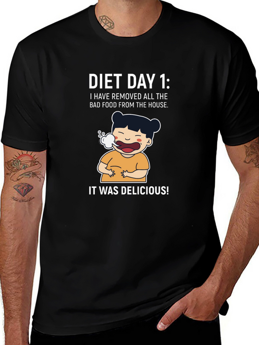 Diet Day 1 Funny Graphic Tee Shirt