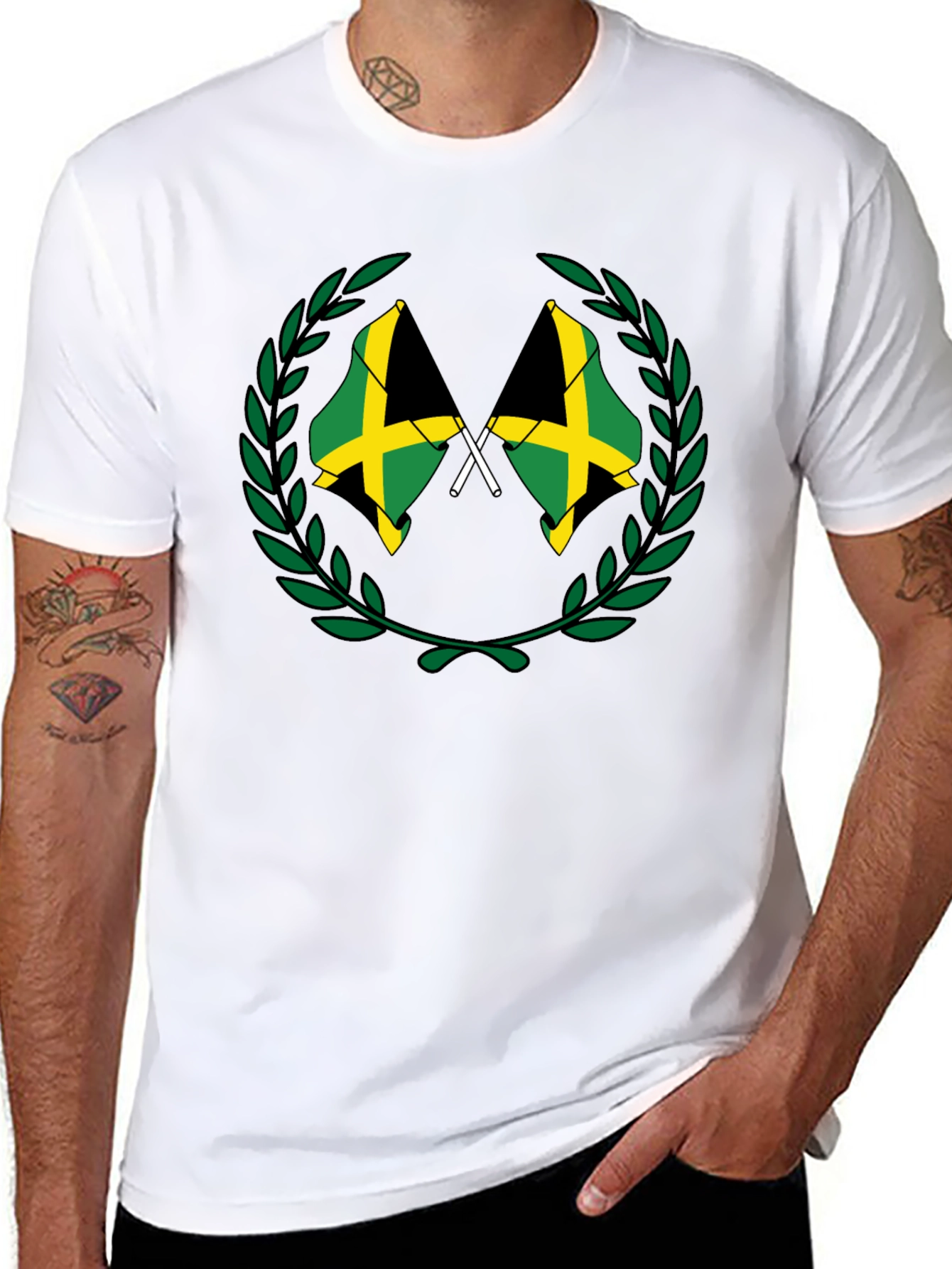 Jamaica Flag T-Shirt Black Cotton Tee