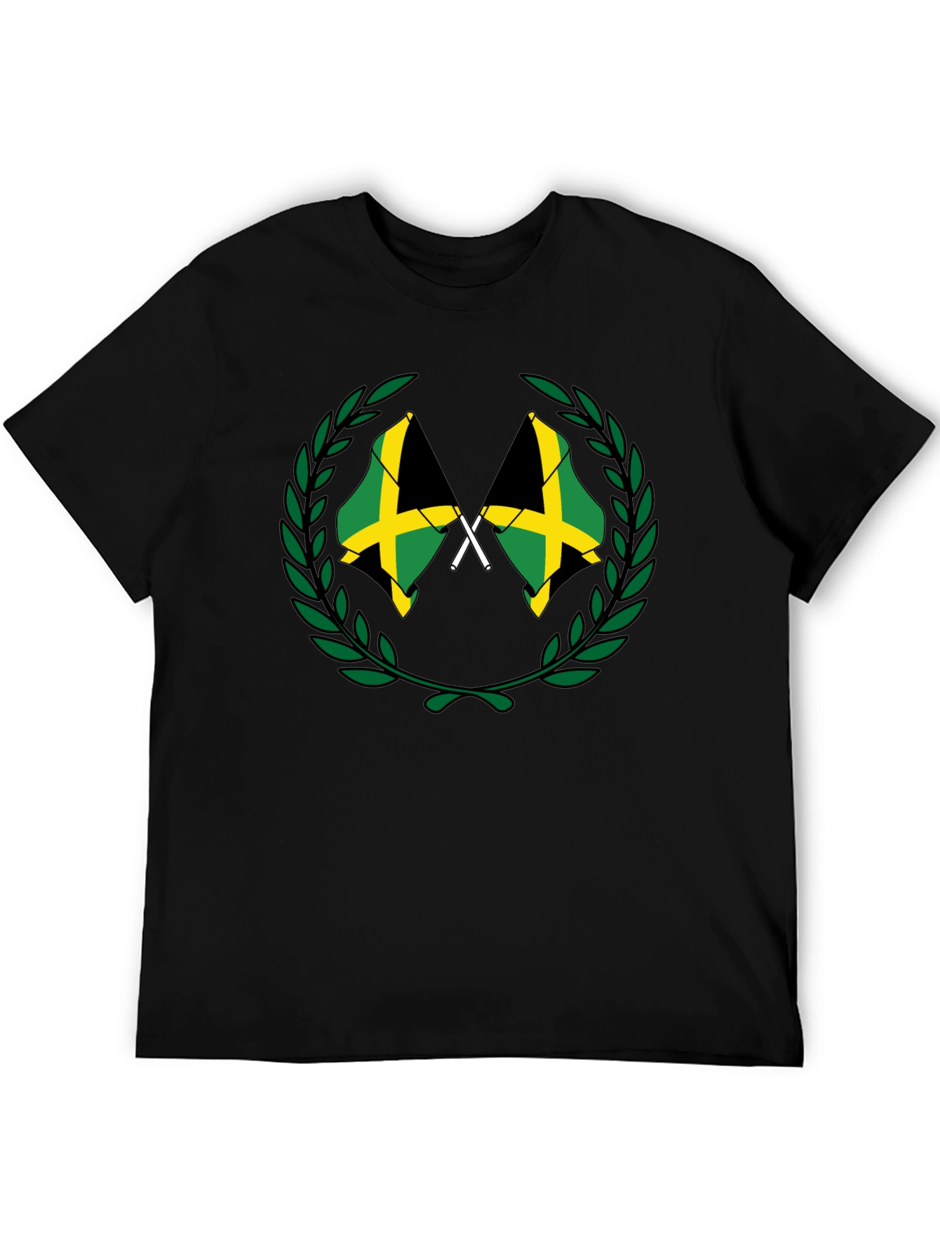 Jamaica Flag T-Shirt Black Cotton Tee