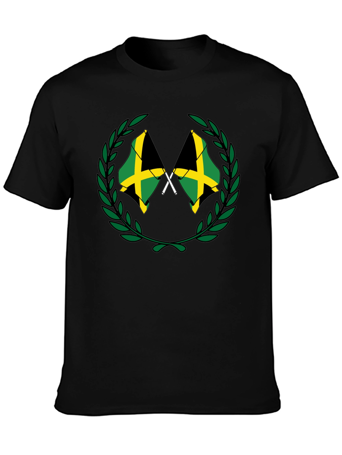 Jamaica Flag T-Shirt Black Cotton Tee