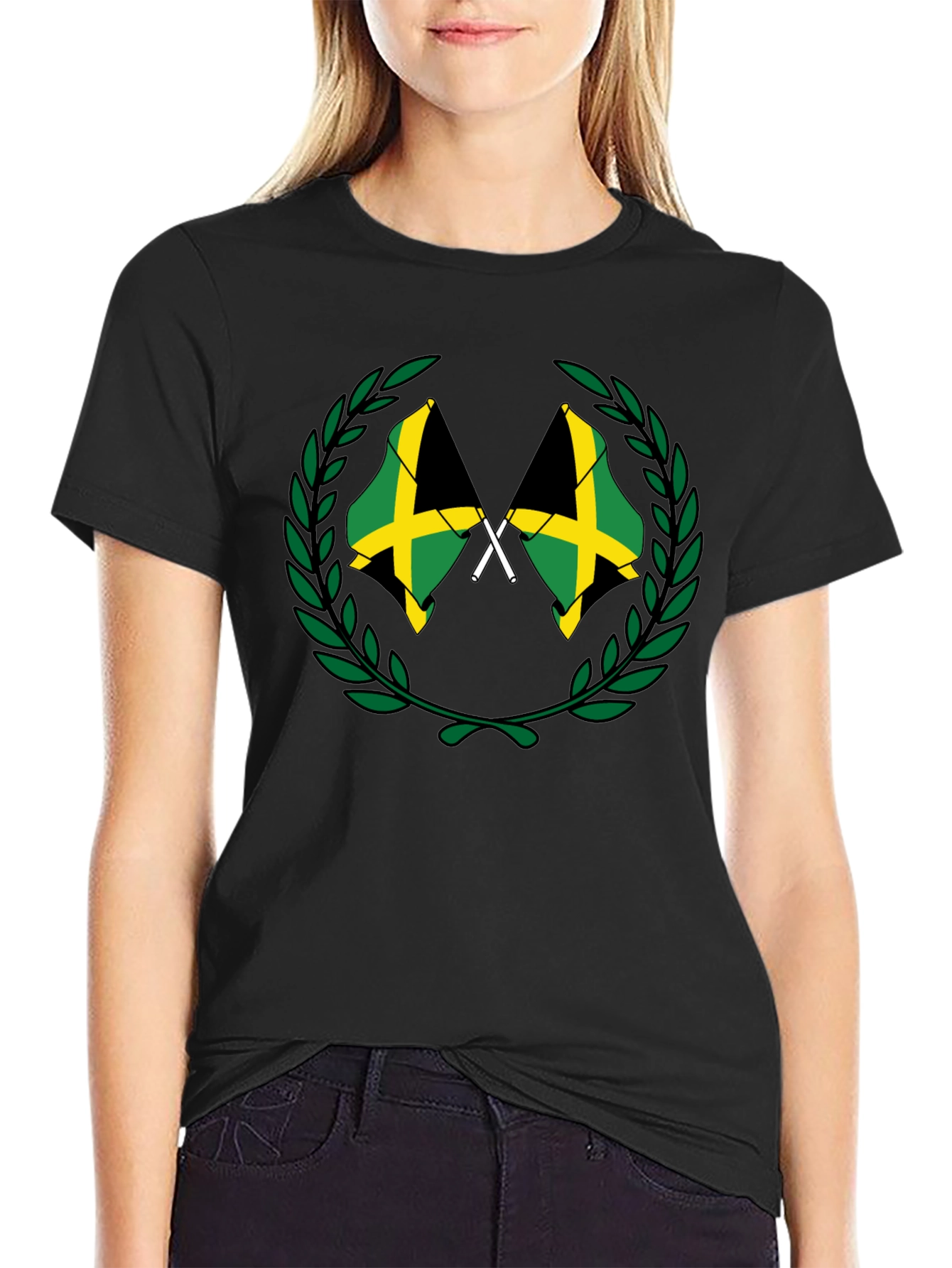 Jamaica Flag T-Shirt Black Cotton Tee