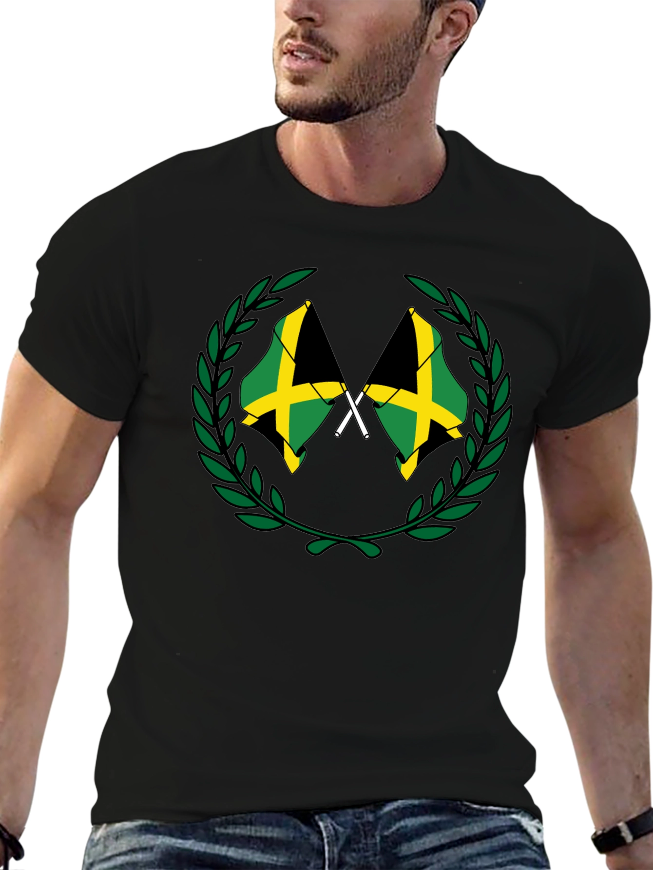 Jamaica Flag T-Shirt Black Cotton Tee