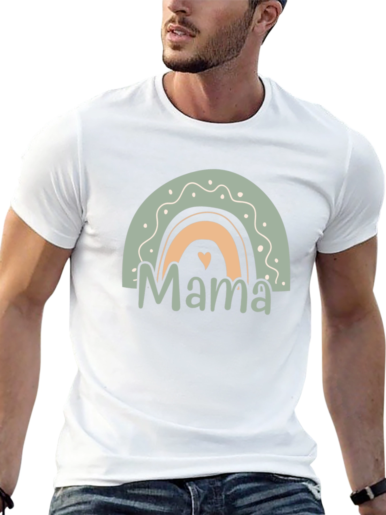 Mama Rainbow Graphic Tee - Black Cotton Blend
