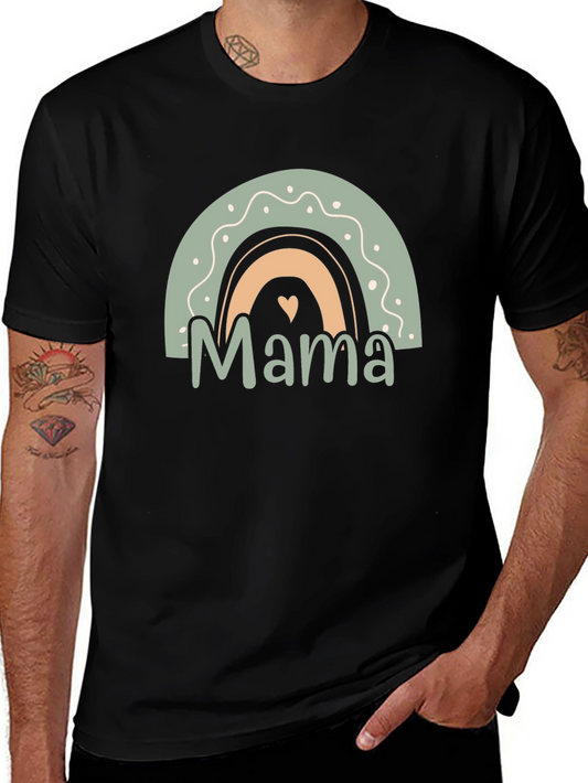 Mama Rainbow Graphic Tee - Black Cotton Blend