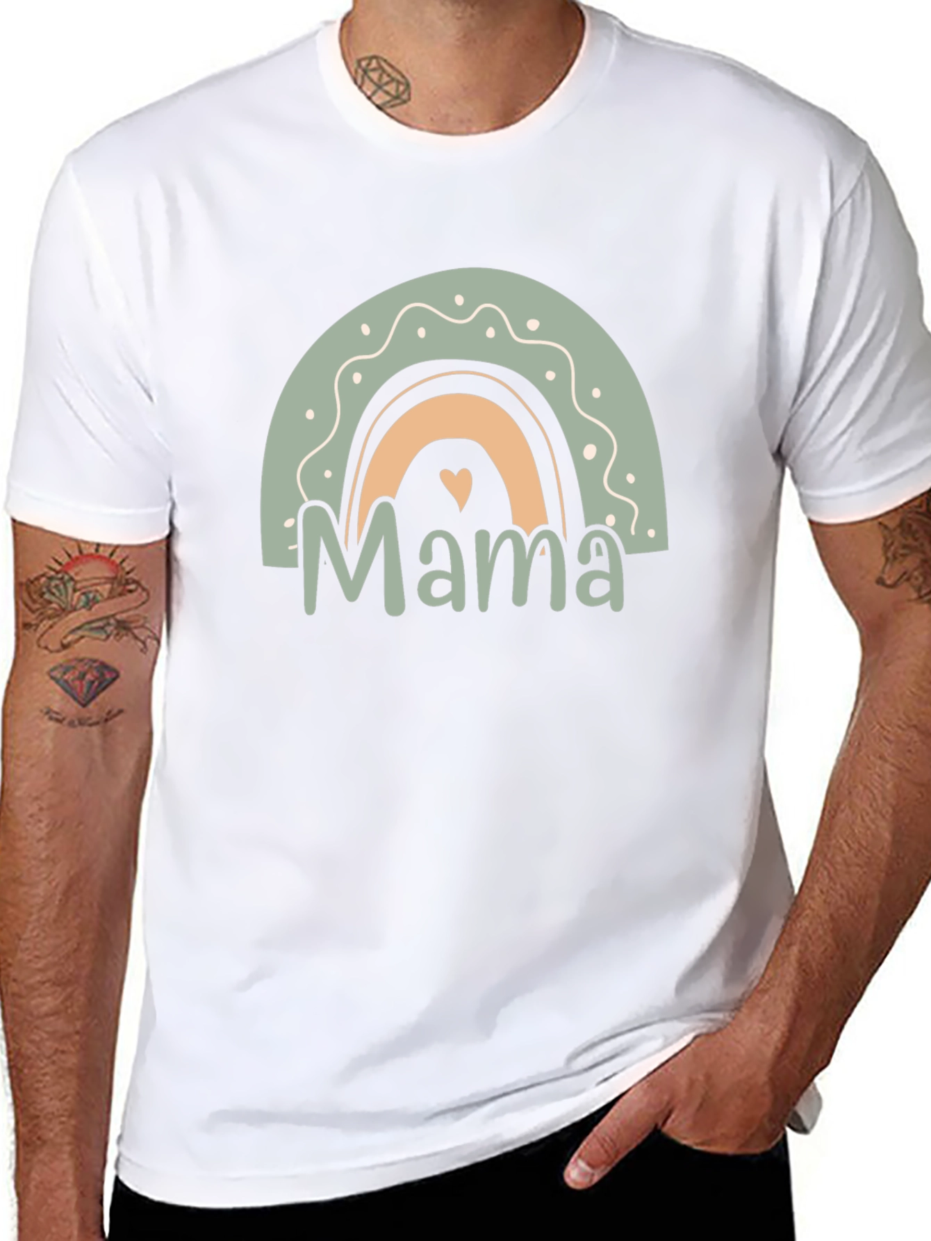 Mama Rainbow Graphic Tee - Black Cotton Blend