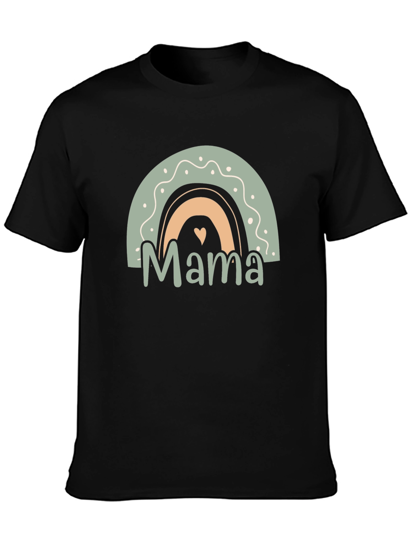 Mama Rainbow Graphic Tee - Black Cotton Blend