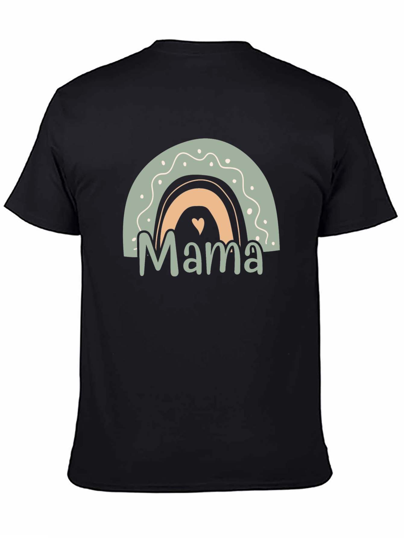 Mama Rainbow Graphic Tee - Black Cotton Blend