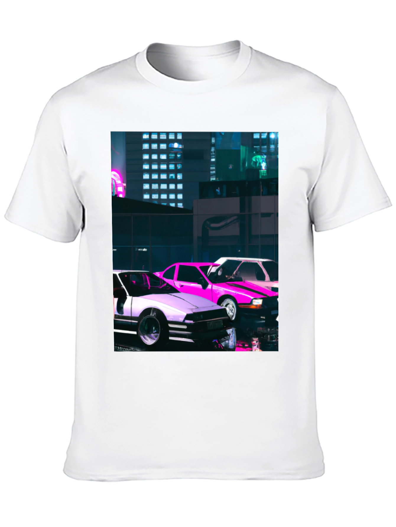 Neon City Cars Graphic Tee - Urban Style