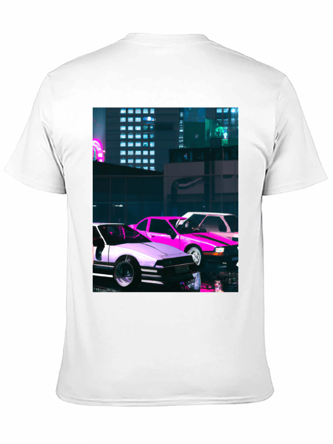 Neon City Cars Graphic Tee - Urban Style