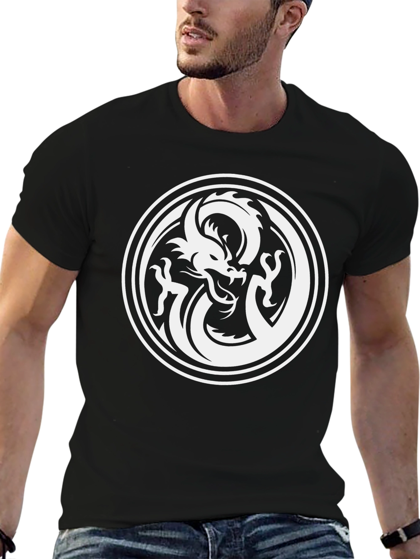 Dragon Circle Graphic Tee - Mens Black T-Shirt