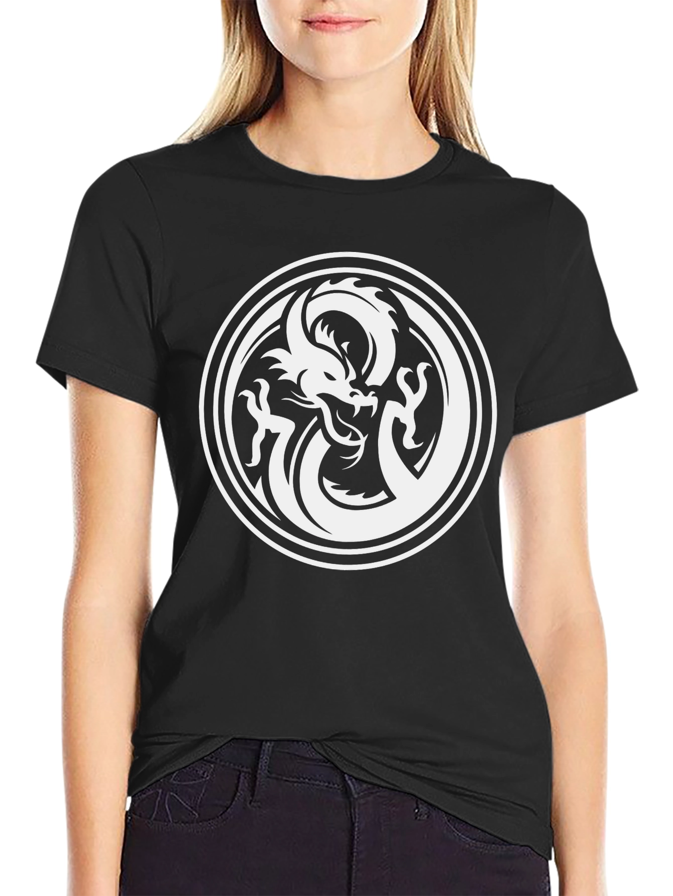 Dragon Circle Graphic Tee - Mens Black T-Shirt