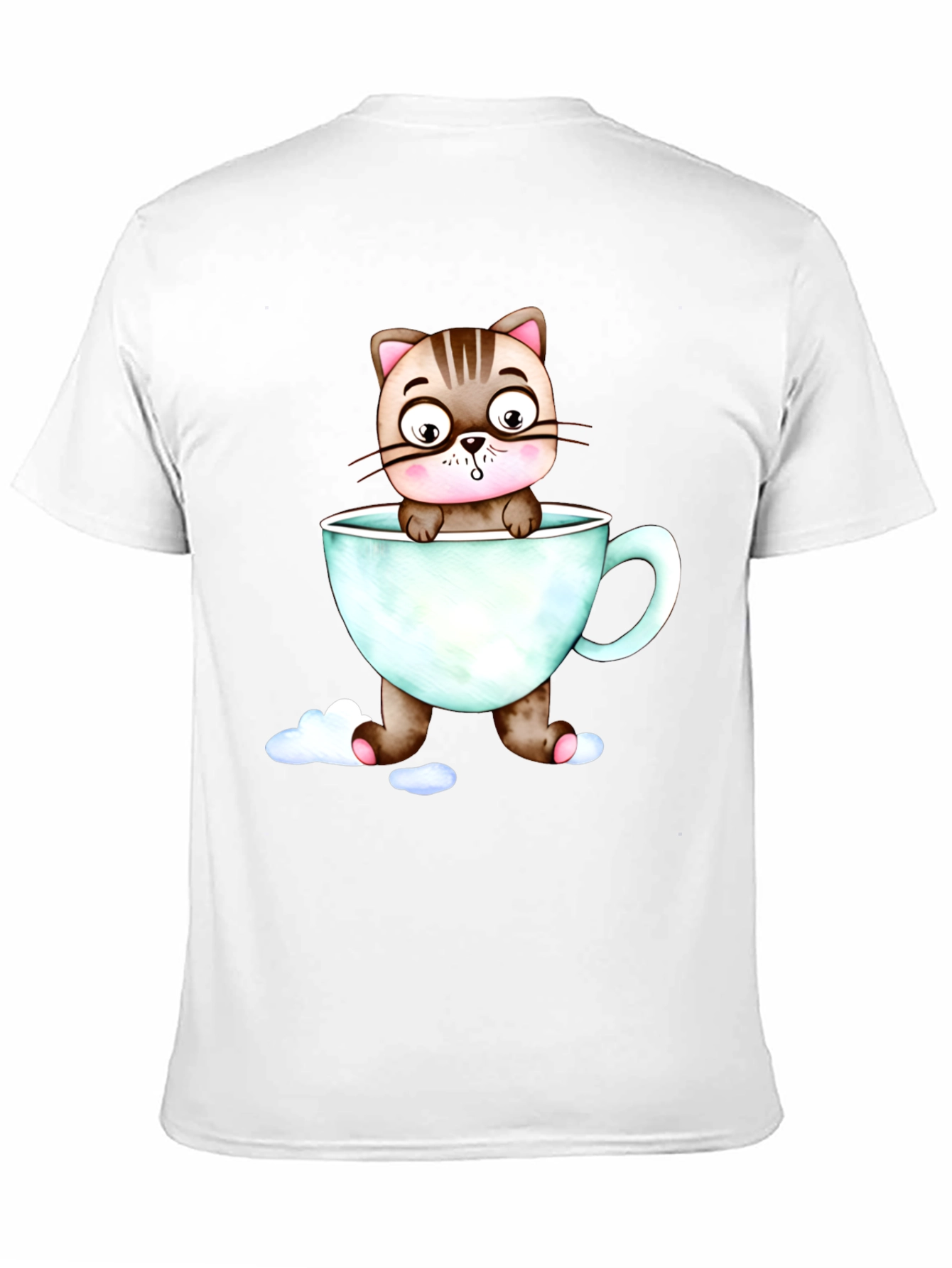 Cute Cat in a Cup Black T-Shirt