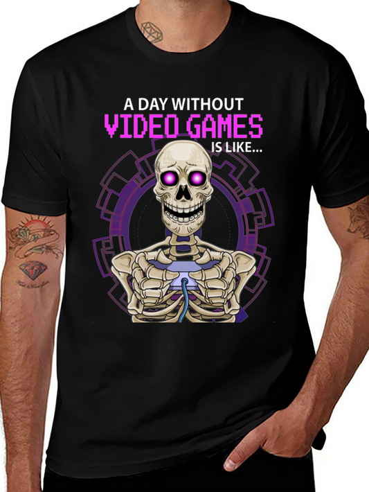 Video Game Skeleton Graphic T-Shirt - Gamer Humor