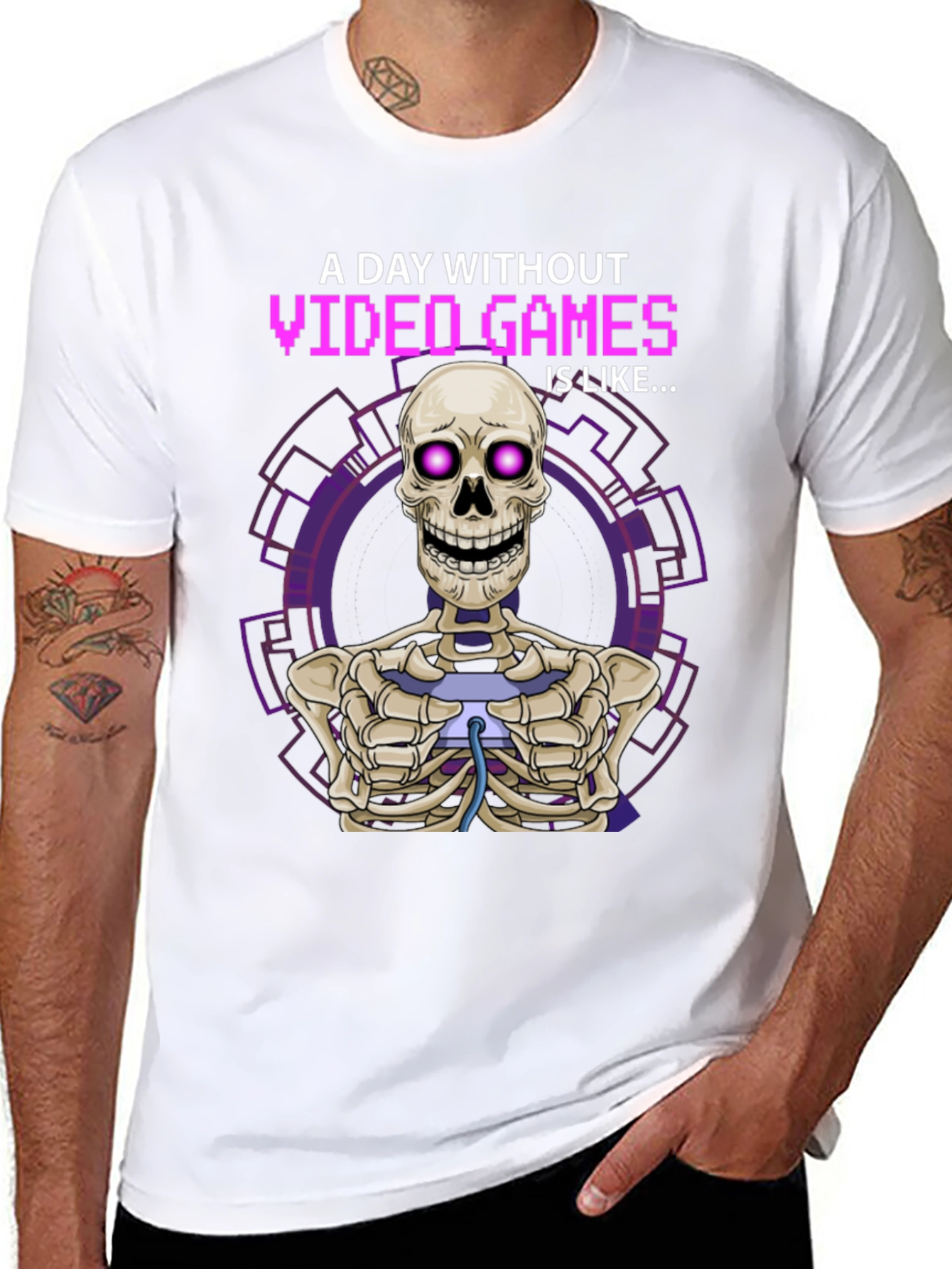 Video Game Skeleton Graphic T-Shirt - Gamer Humor