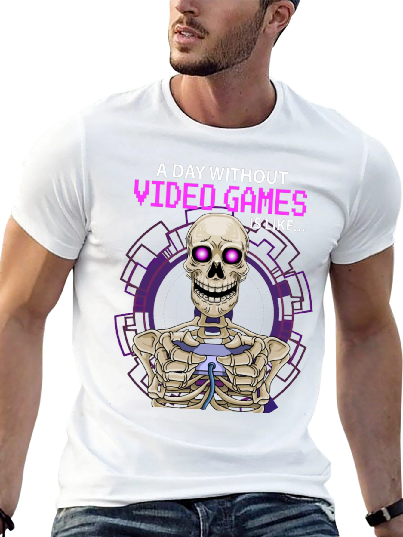 Video Game Skeleton Graphic T-Shirt - Gamer Humor